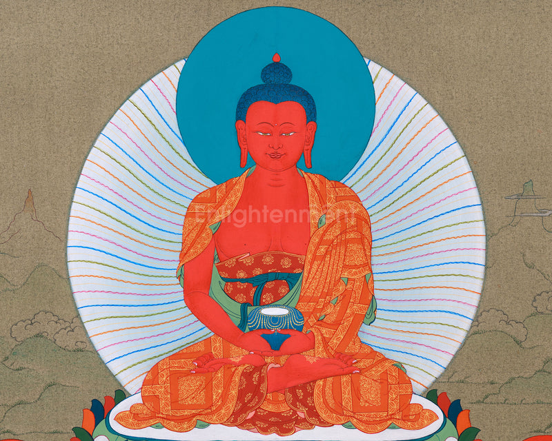 Buddha of Infinite Light, Amitabha Thangka - Chenresig and Vajrasattva Bodhisattvas