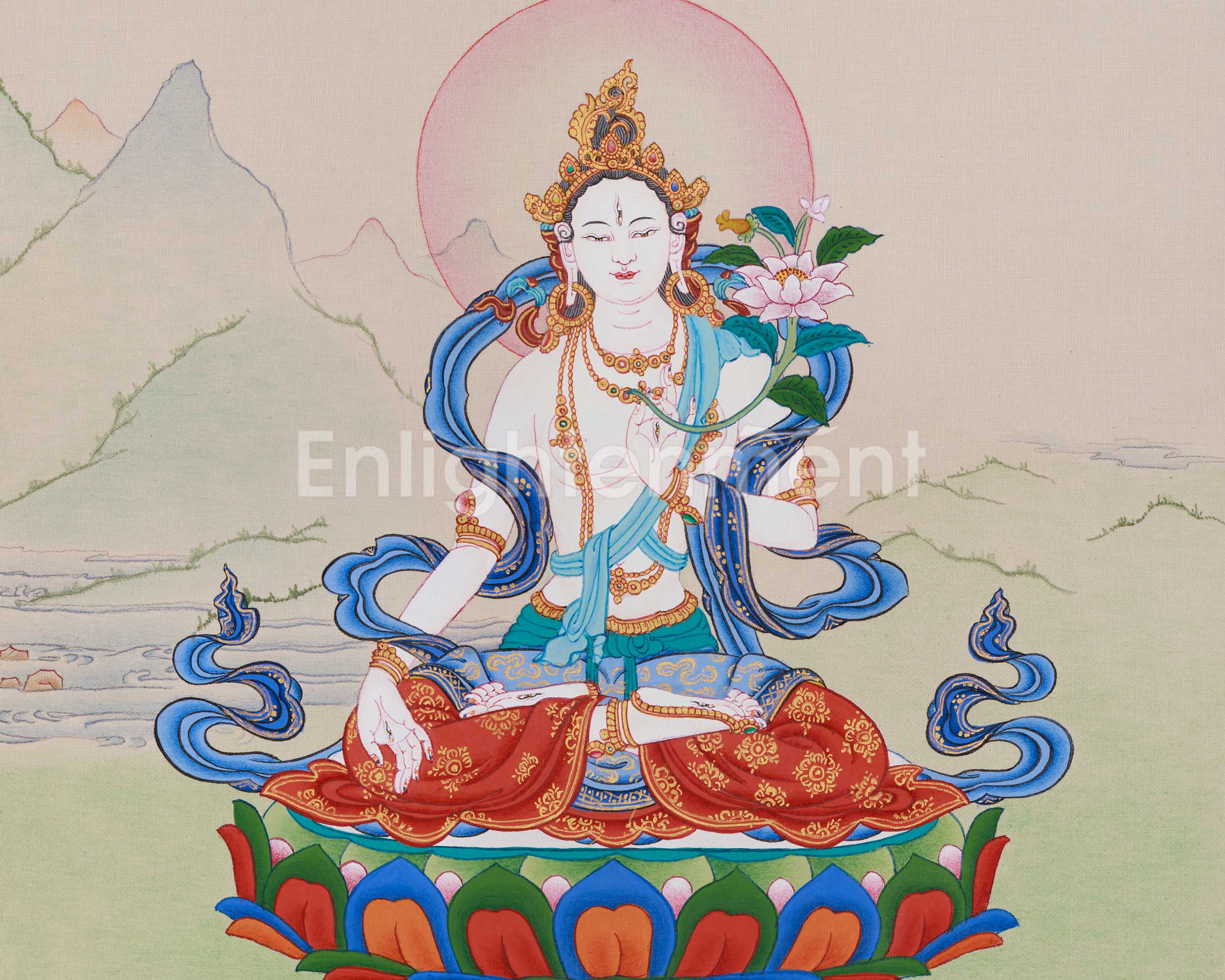 Sita Tara Tibetan Deity Thangka | Handmade Healing Deity