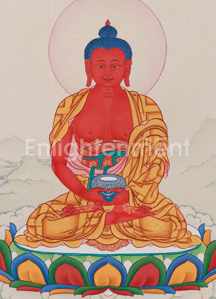 Radiant Infinite Light Buddha | Compact Red Buddha Amitabha Thangka