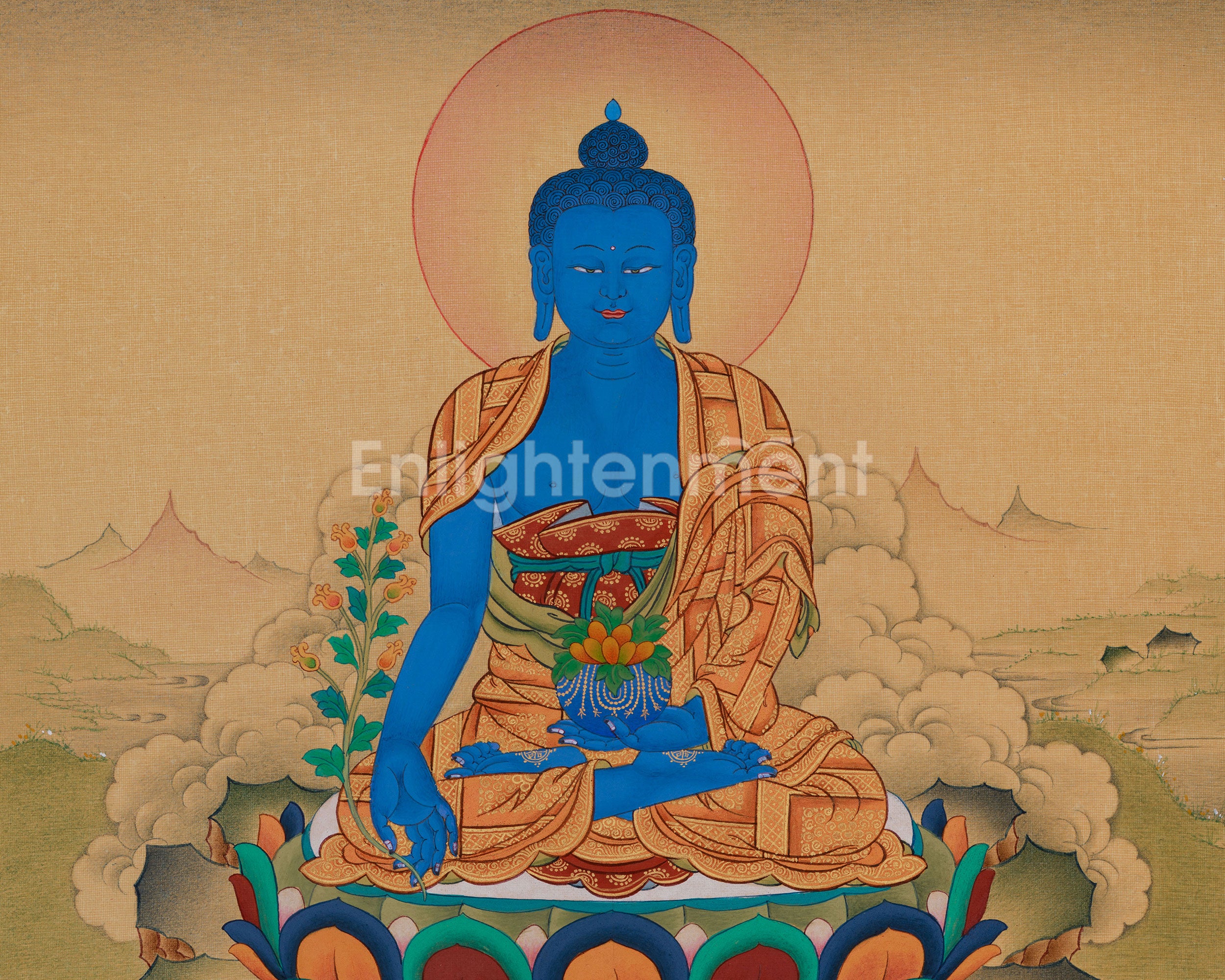 Buddhist Healing Deity, Bhaisajyaguru Thangka | LHASA HUES