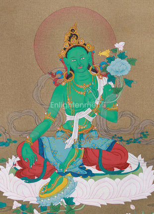 Shyama Green Tara Thangka Painting | Buddhist Goddess of Compassion and Resilience