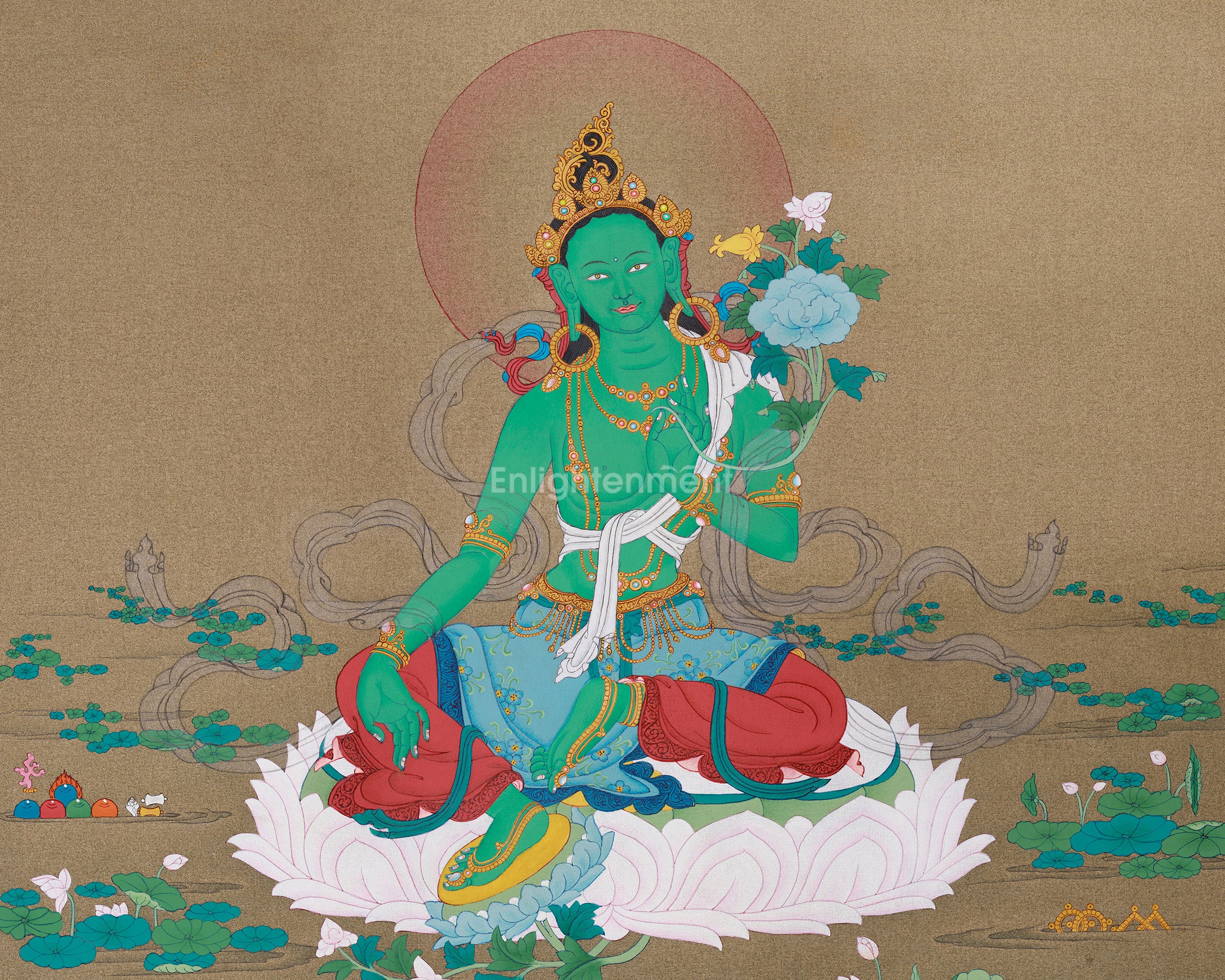 Shyama Green Tara Thangka Painting | Buddhist Goddess of Compassion and Resilience