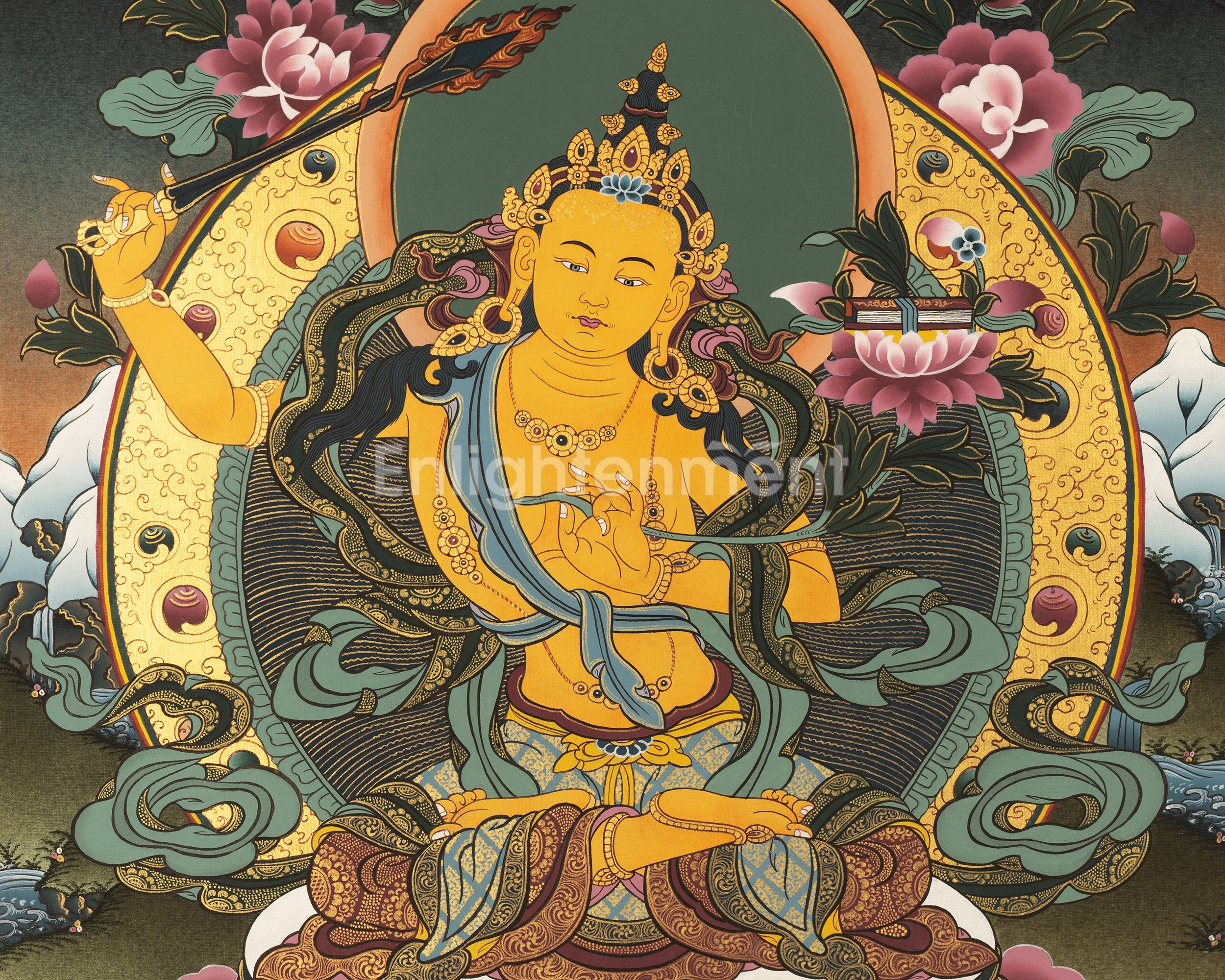 Manjushri Buddha Thangka | Tibetan Buddhist Bodhisattva