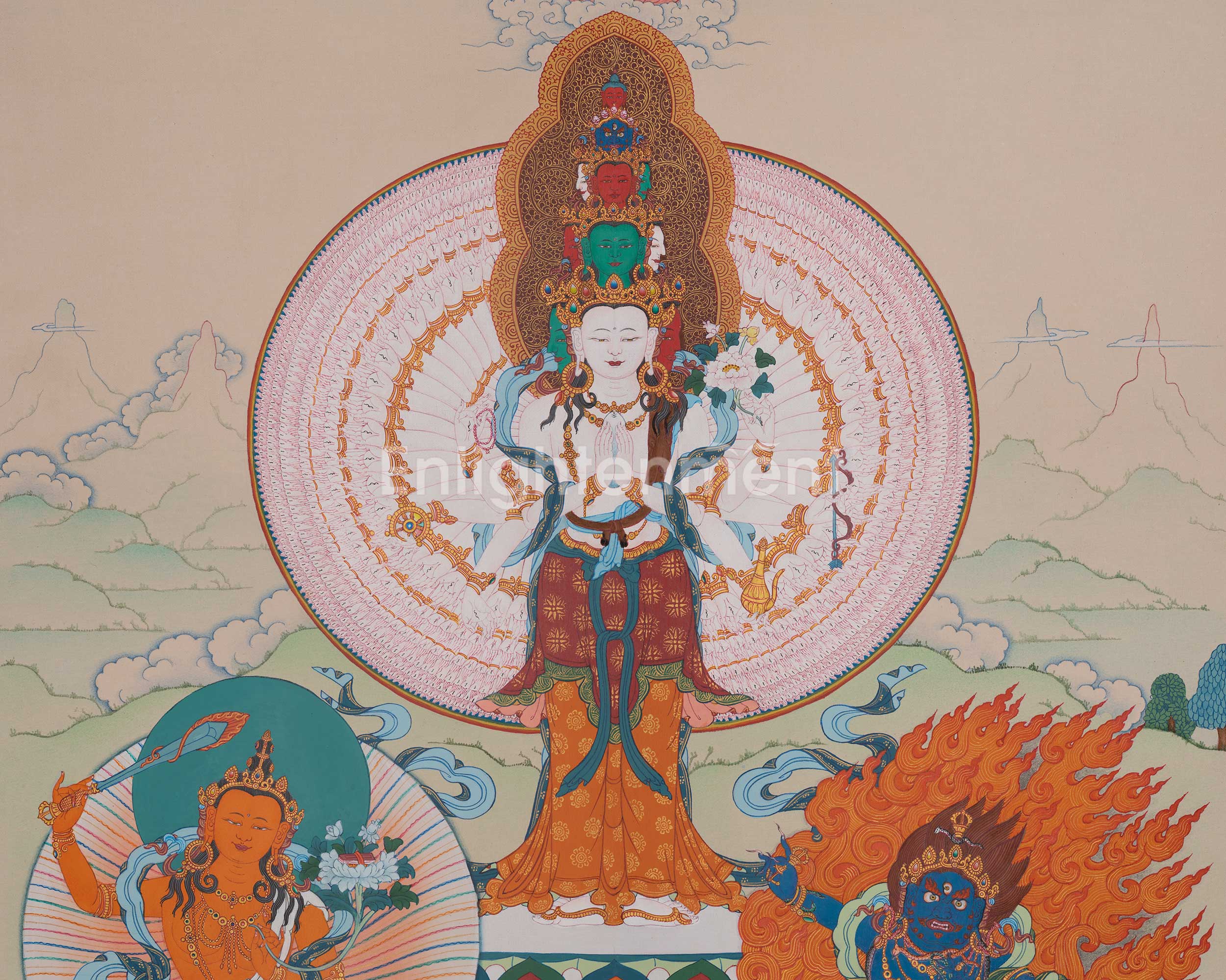 1000 Armed Chenrezig Buddhist Art | Compassion Buddha | Bodhisattva Deity