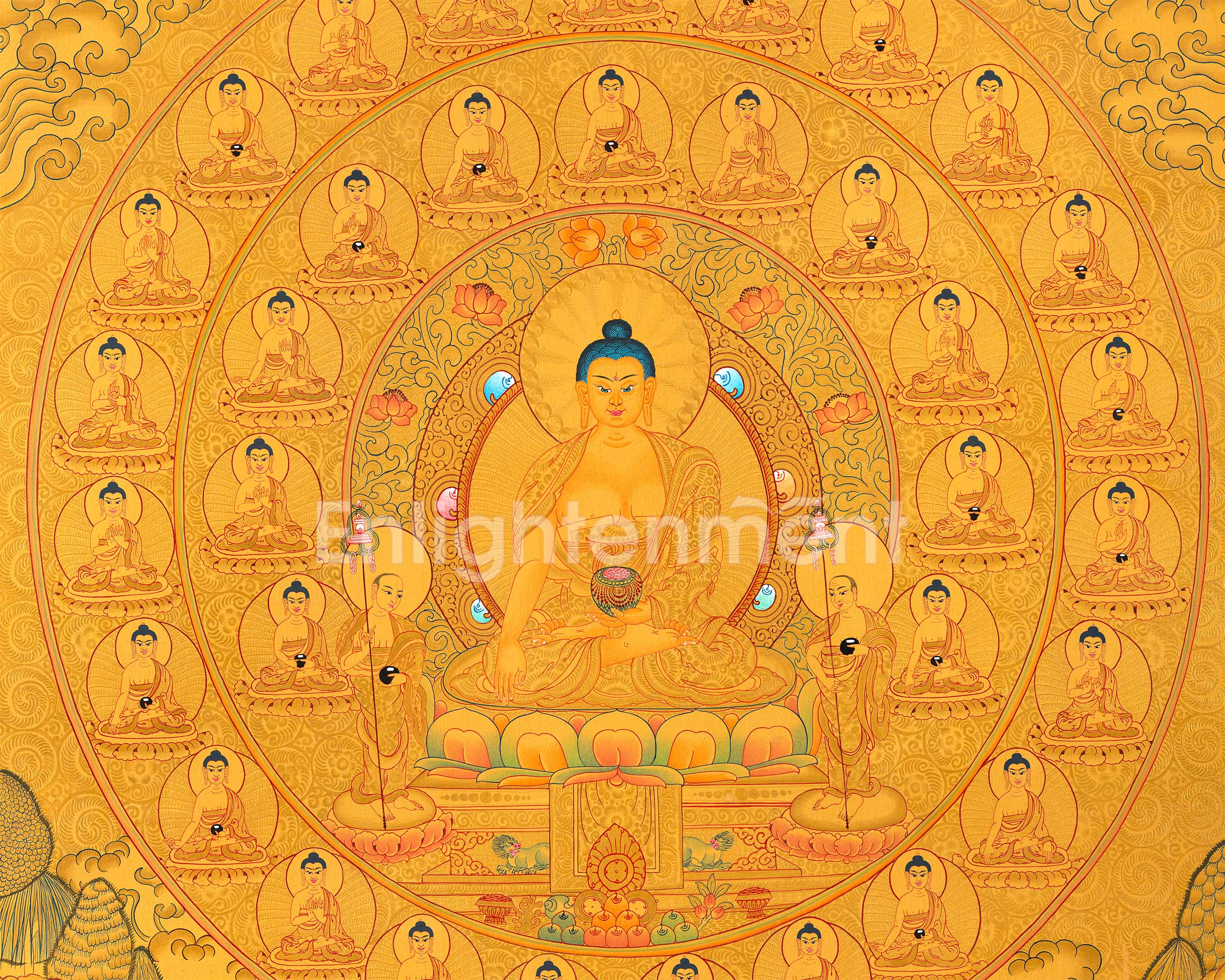 Full 24k Gold Style 35 Buddhas of Confession | Fine Quality | Buddhist Art