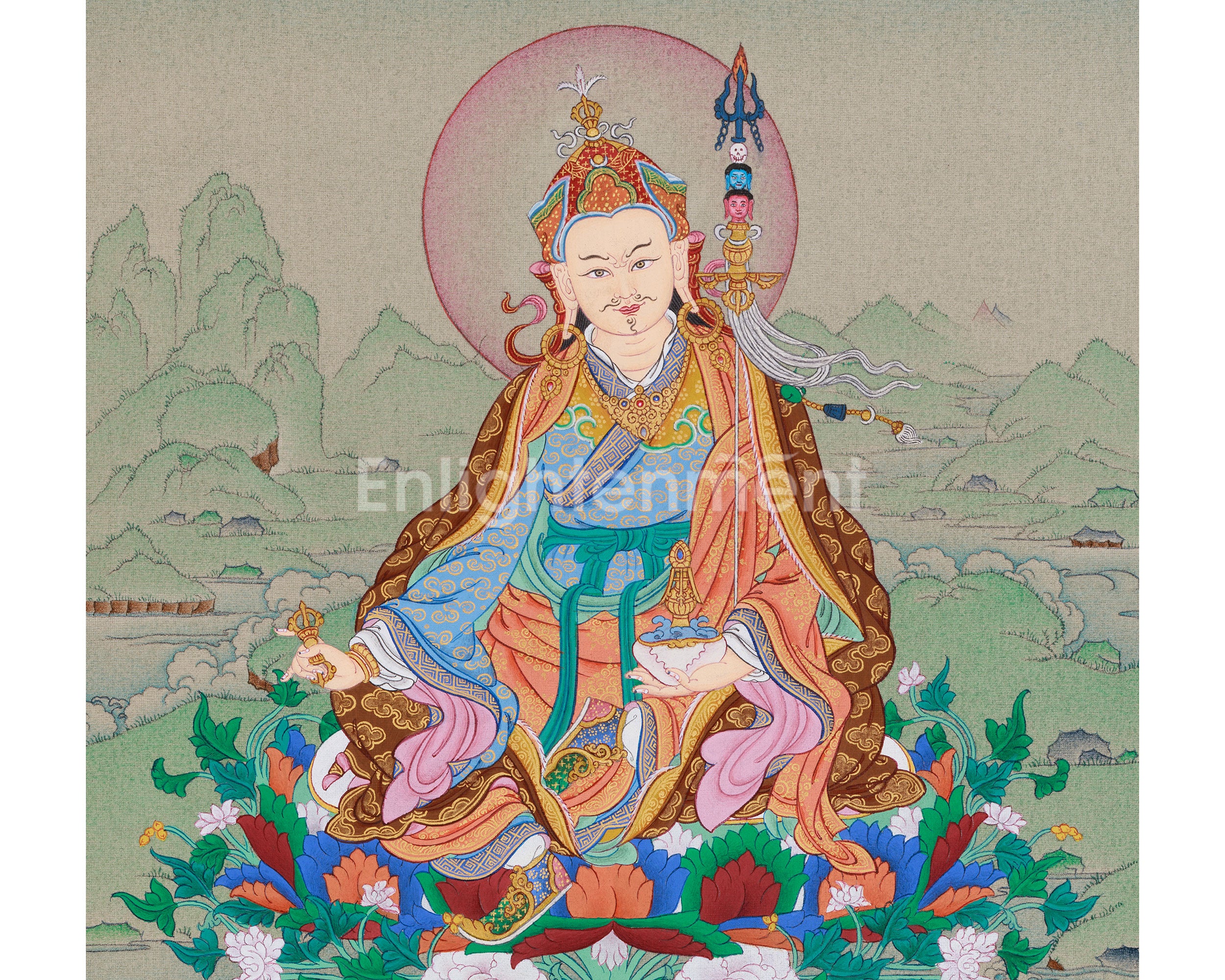 Traditional Guru Rinpoche Artwork | Buddhist Thangka of Padmasambhava