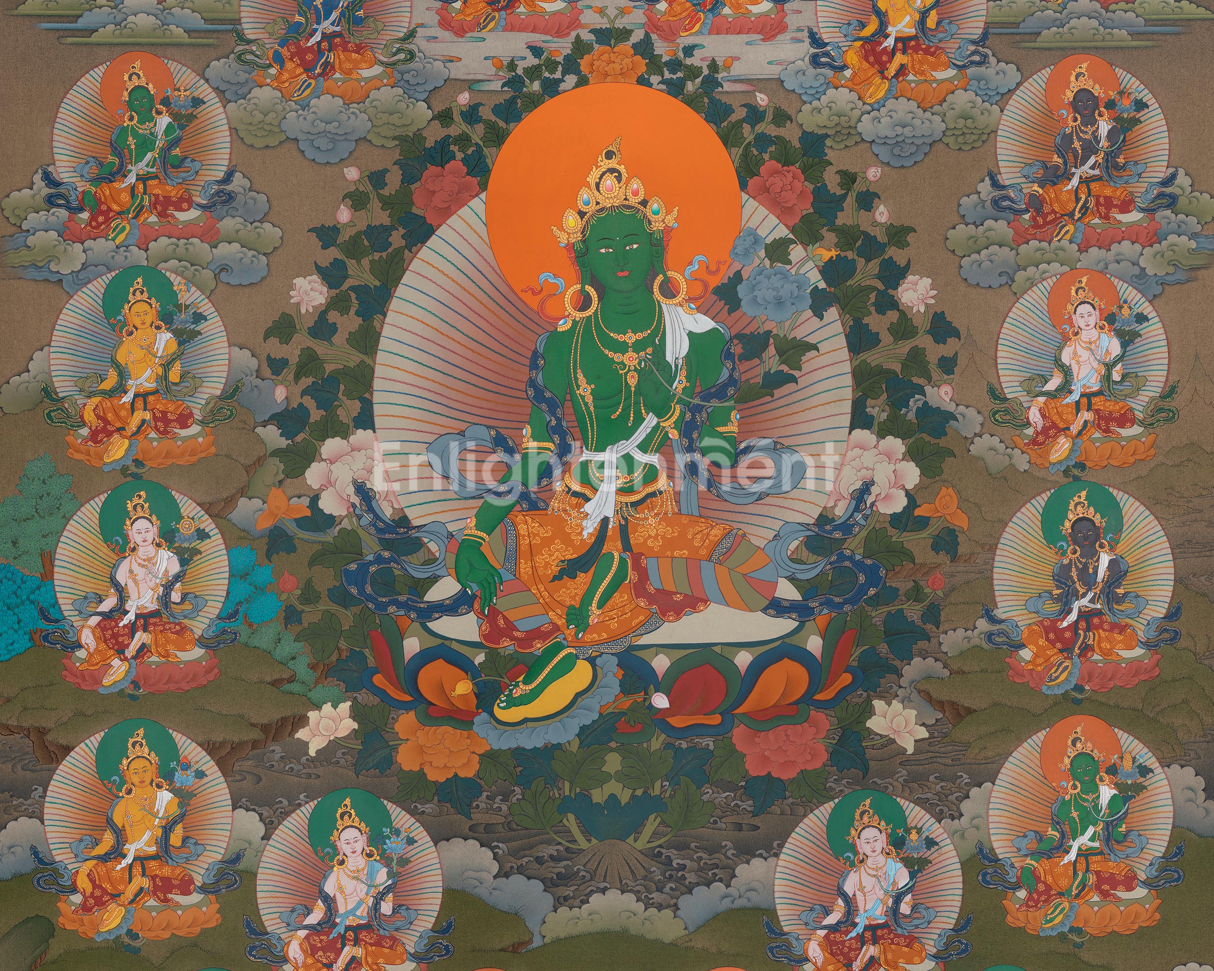 21 Tara Healing Artwork | Tara Manifestation Sacred Thangka | Compassionate Goddess