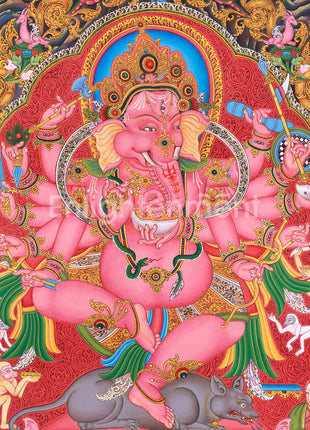 Majestic Lord Ganesha Paubha Artwork | Traditional Nepalese Art
