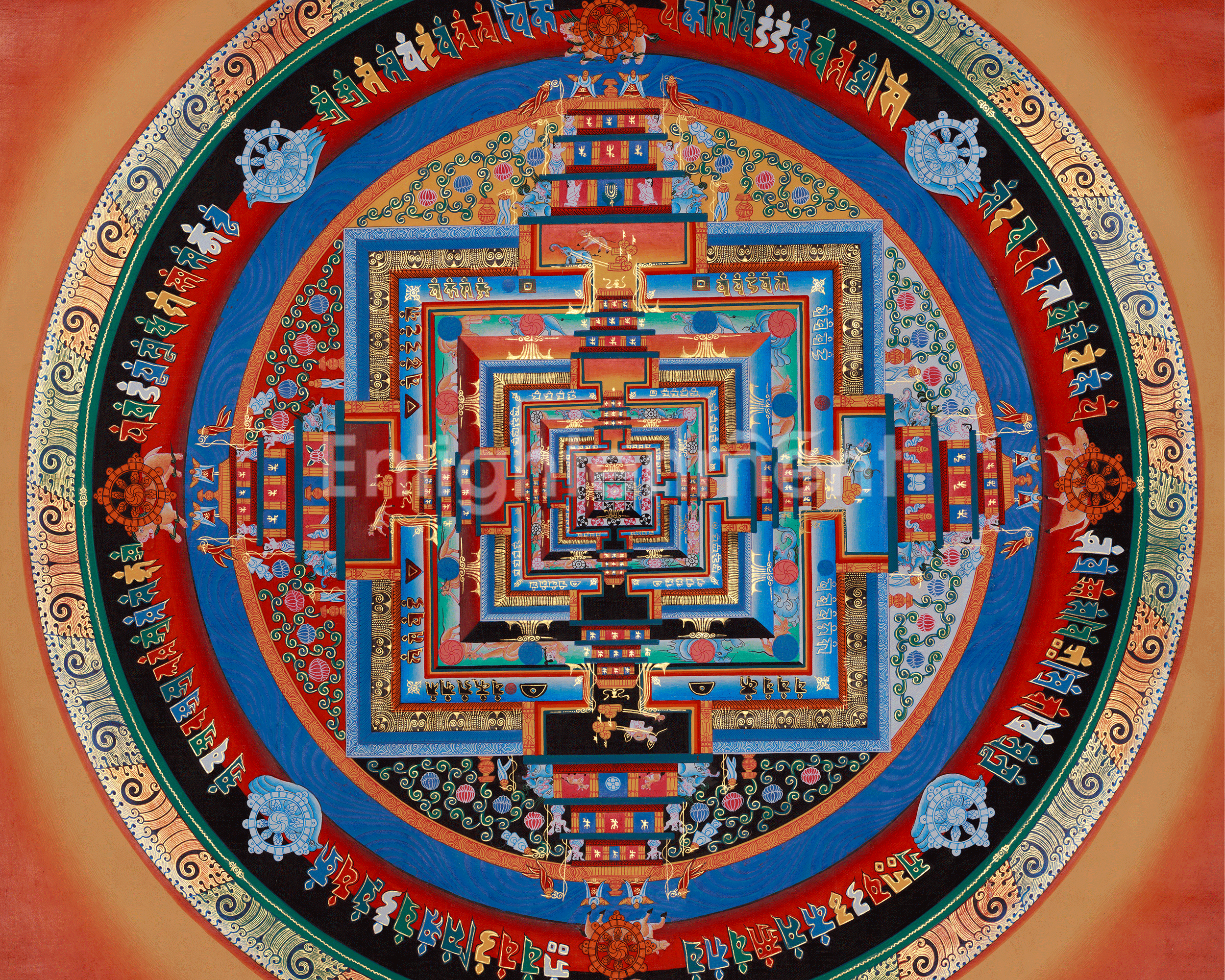 Spiritual Kalachakra Mandala Thangka | Himalayan Buddhist Mandala Painting