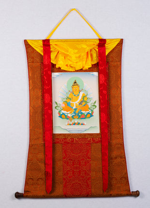 Dzambala Thangka | Himalayan Buddhist Painting (with Brocade)