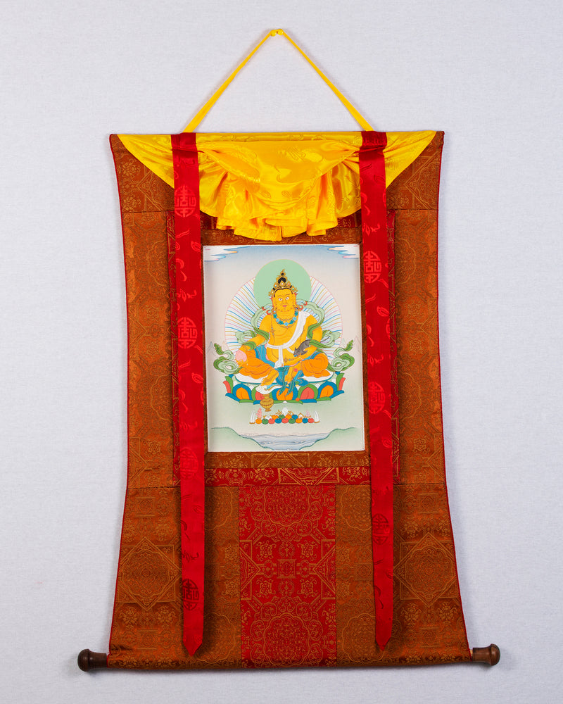 Dzambala Thangka | Himalayan Buddhist Painting (with Brocade)