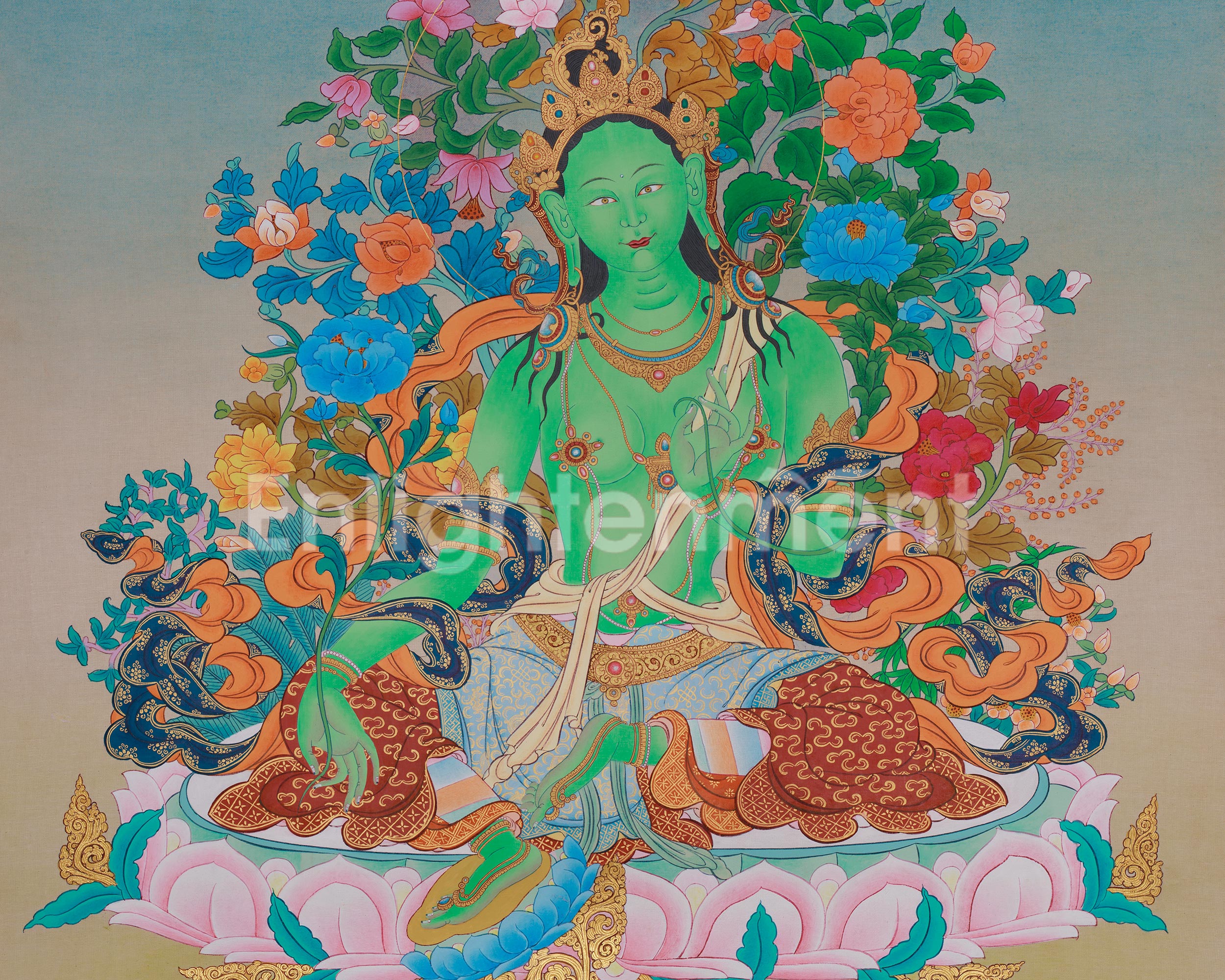 Shyama Tara Art | Green Tara | Compassion Goddess | Wall Hanging