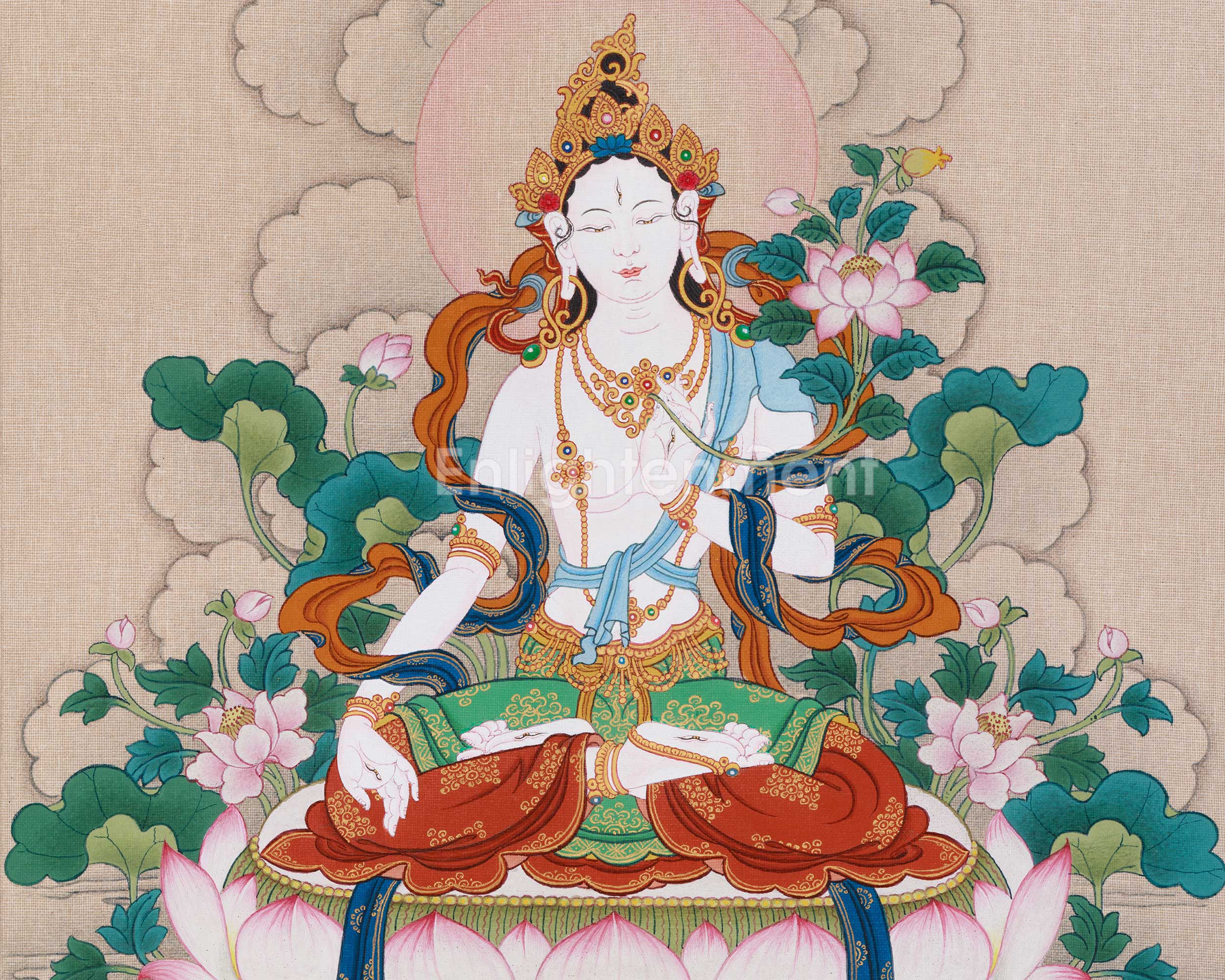 Goddess Longevity White Tara Painting | The Embodiment of Purity and Healing