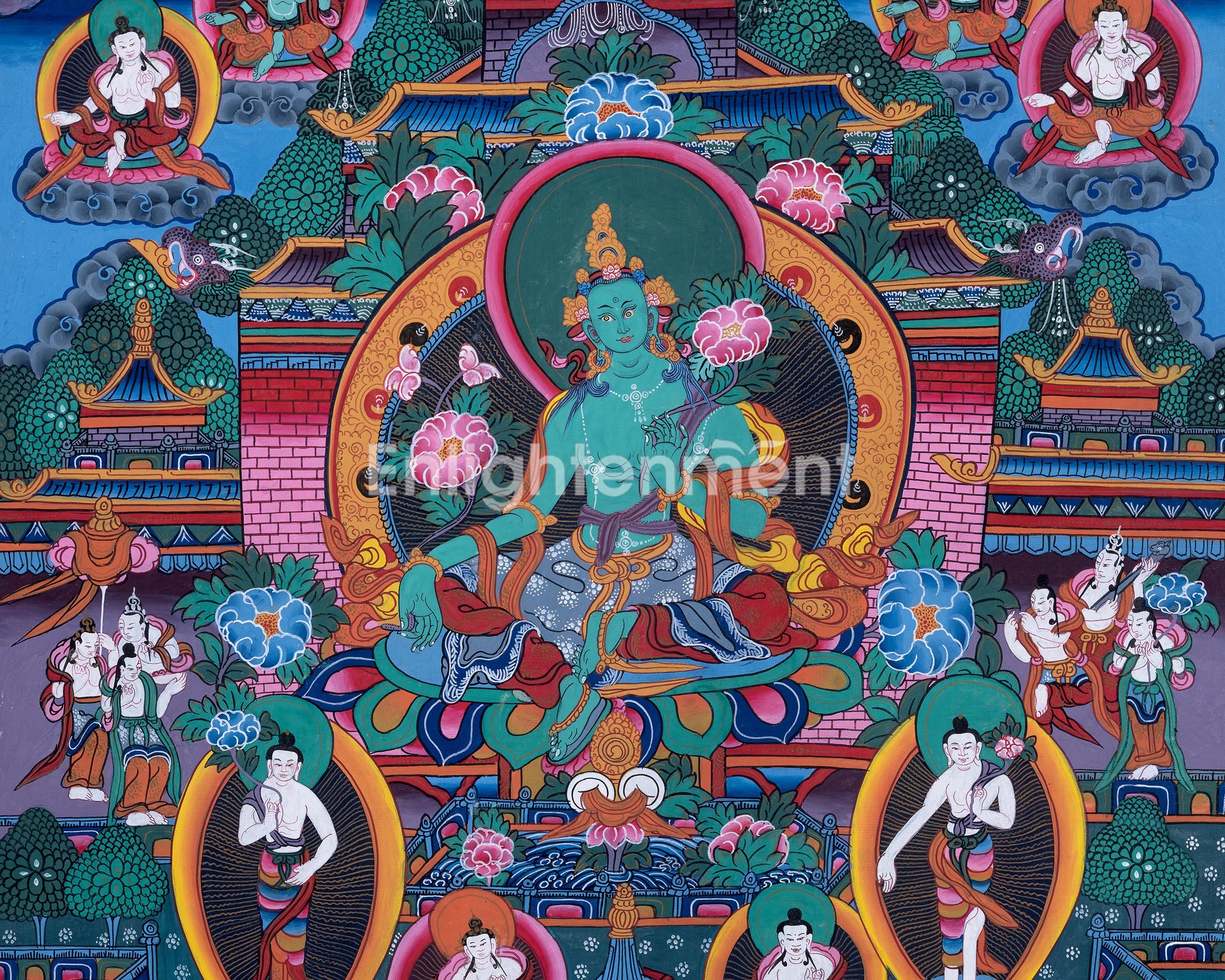 Old Green Tara Thangka, Traditional Wall Decors | Mother of Liberation
