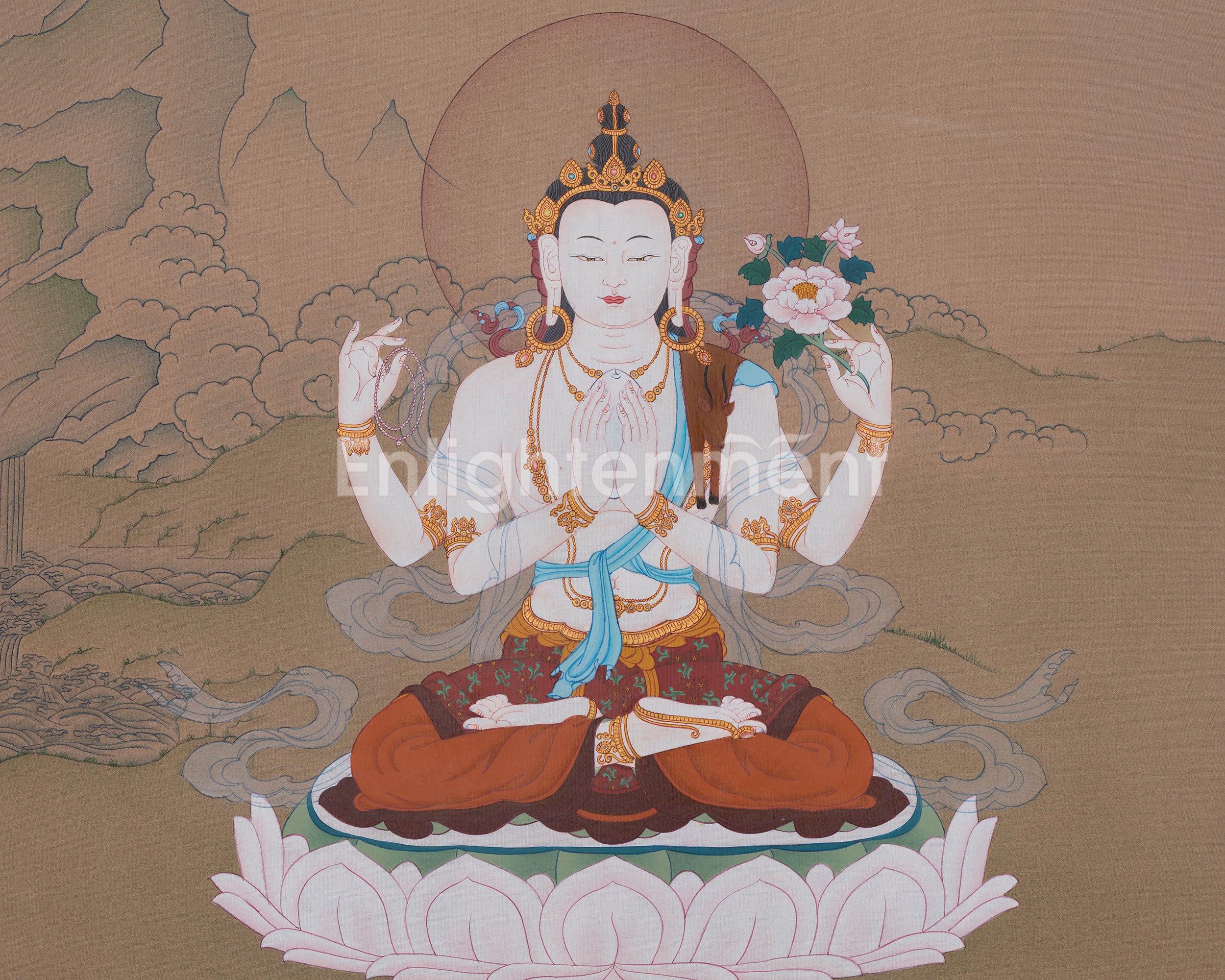 Chenrezig Compassion Deity Thangka | Avalokiteshvara Artwork | Mercy of all buddhas