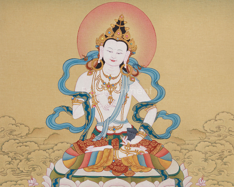 Sacred Vajrasattva Thangka | Purification and Healing Buddha | Natural Stone Colors