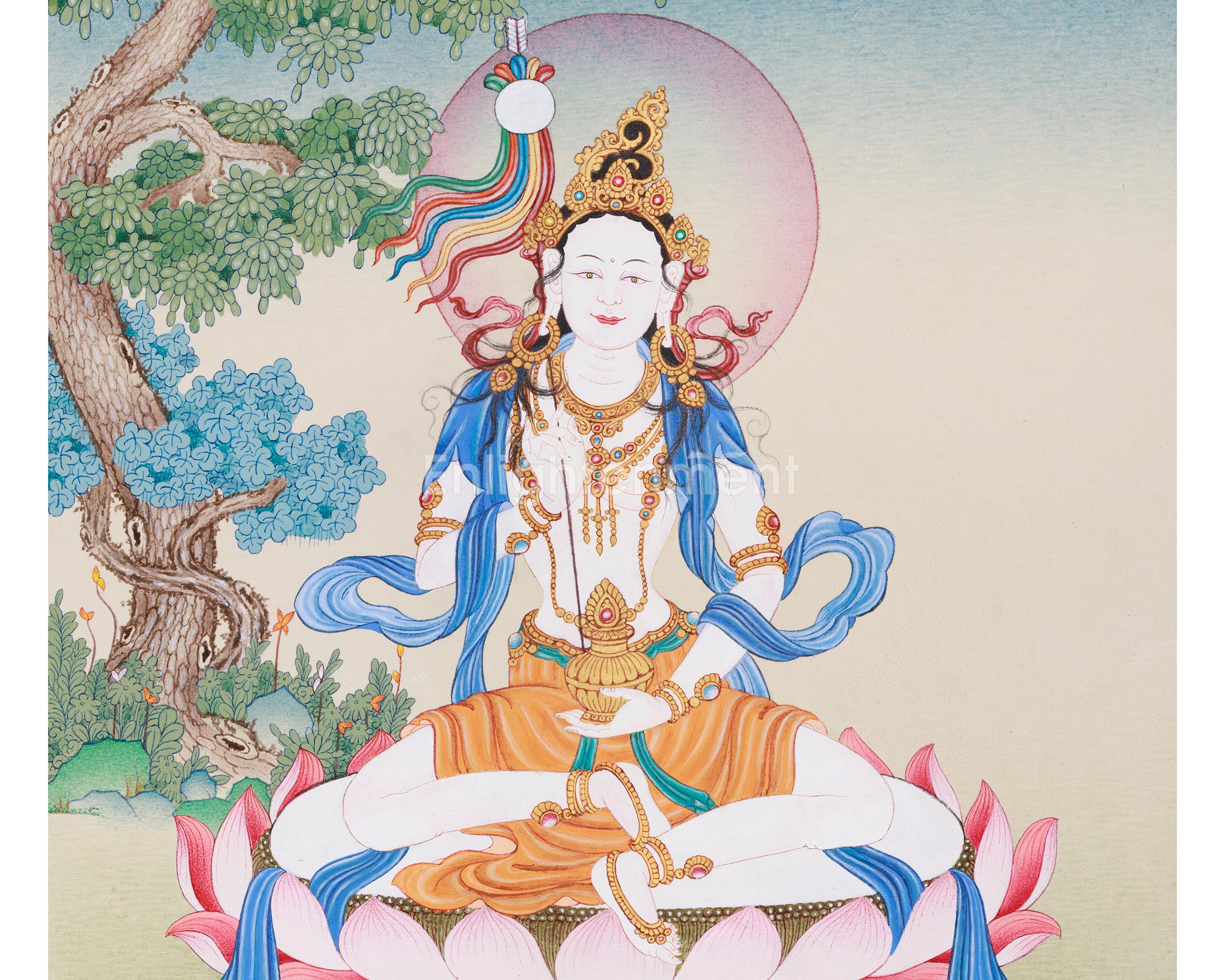 Traditional Mandarva Thangka | 3D Stone Dakini of Wisdom