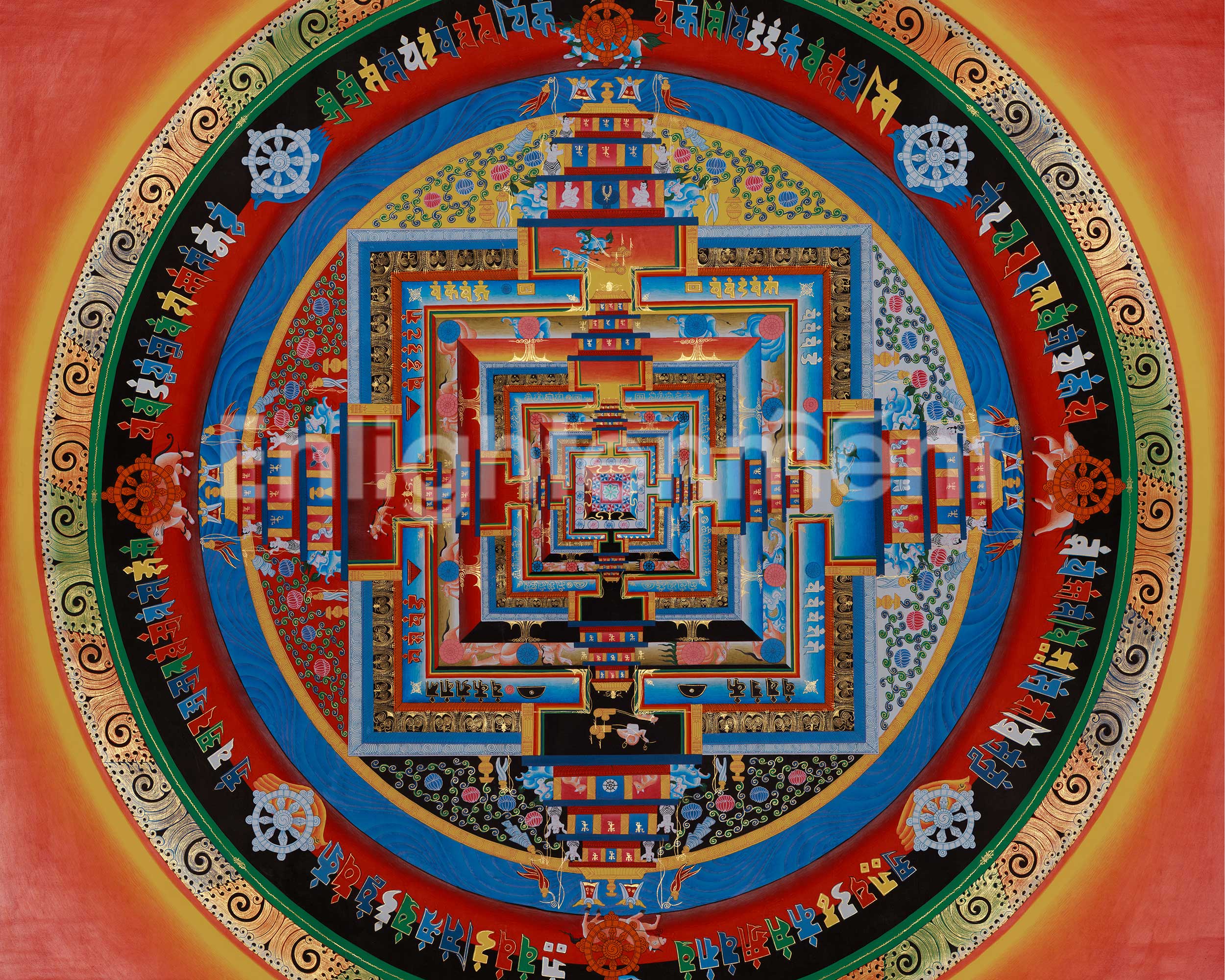 Spiritual Kalachakra Mandala Art | Sacred Geometry Painting | Hand Painted Himalayan Meditation Altar