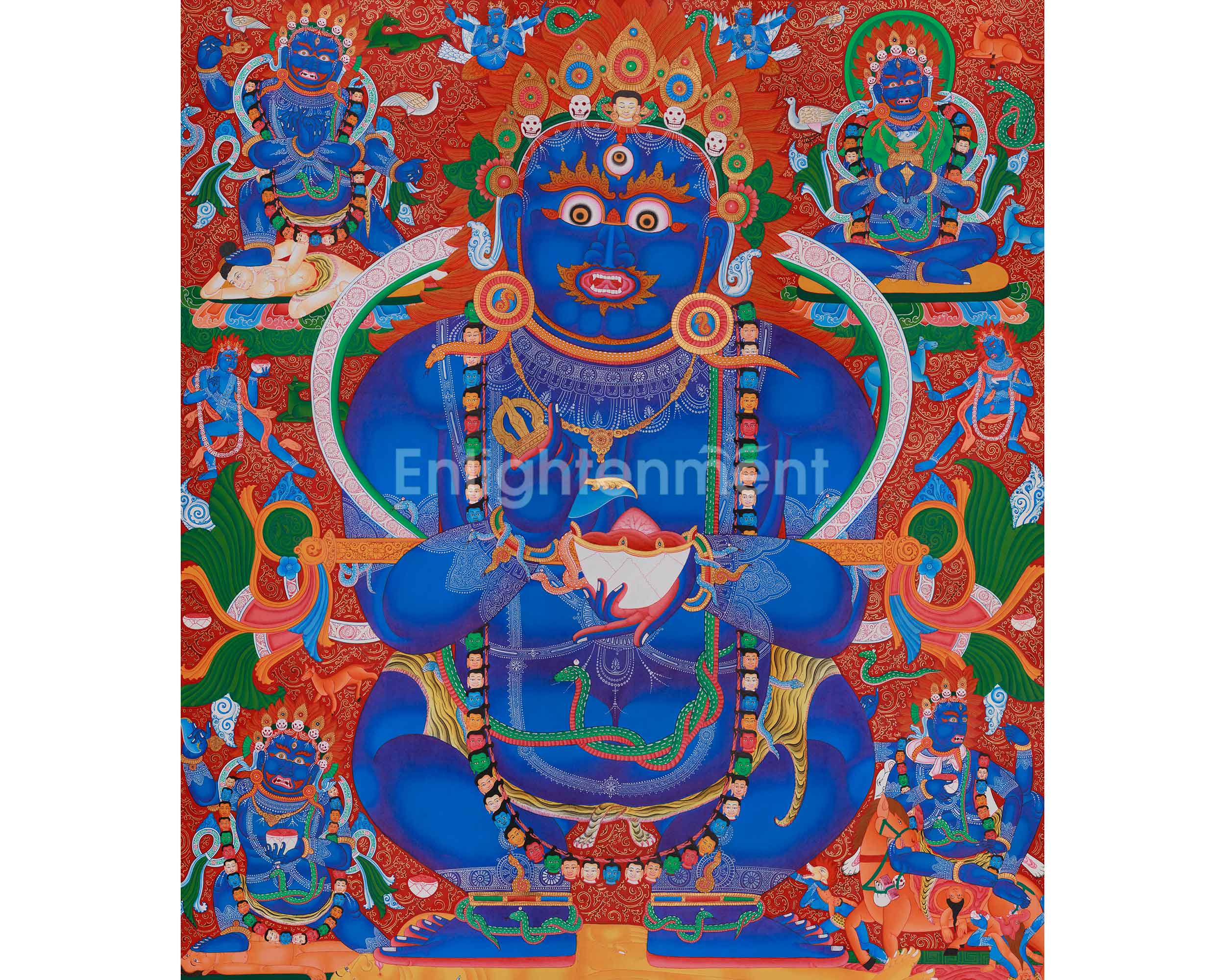 Sakya Mahakala Artwork | A Powerful Depiction of the Tantric Protector in Paubha Style