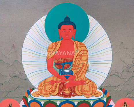High-Quality Amitabha Buddha Giclee Canvas | Red Buddha Traditional Print | Wall Decors