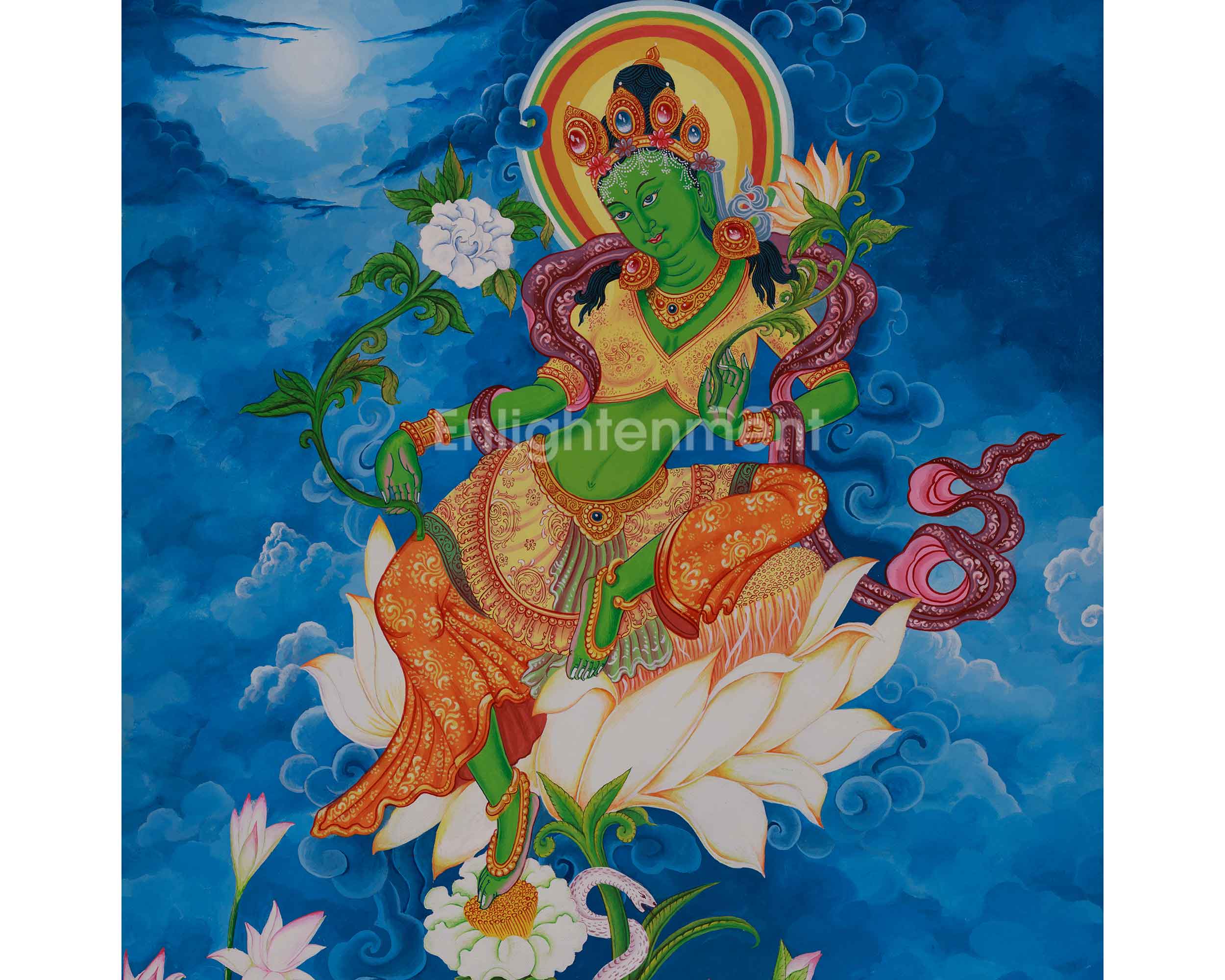 Tibetan Goddess Green Tara Artwork | Bodhisattva of Compassion and Swift Blessings