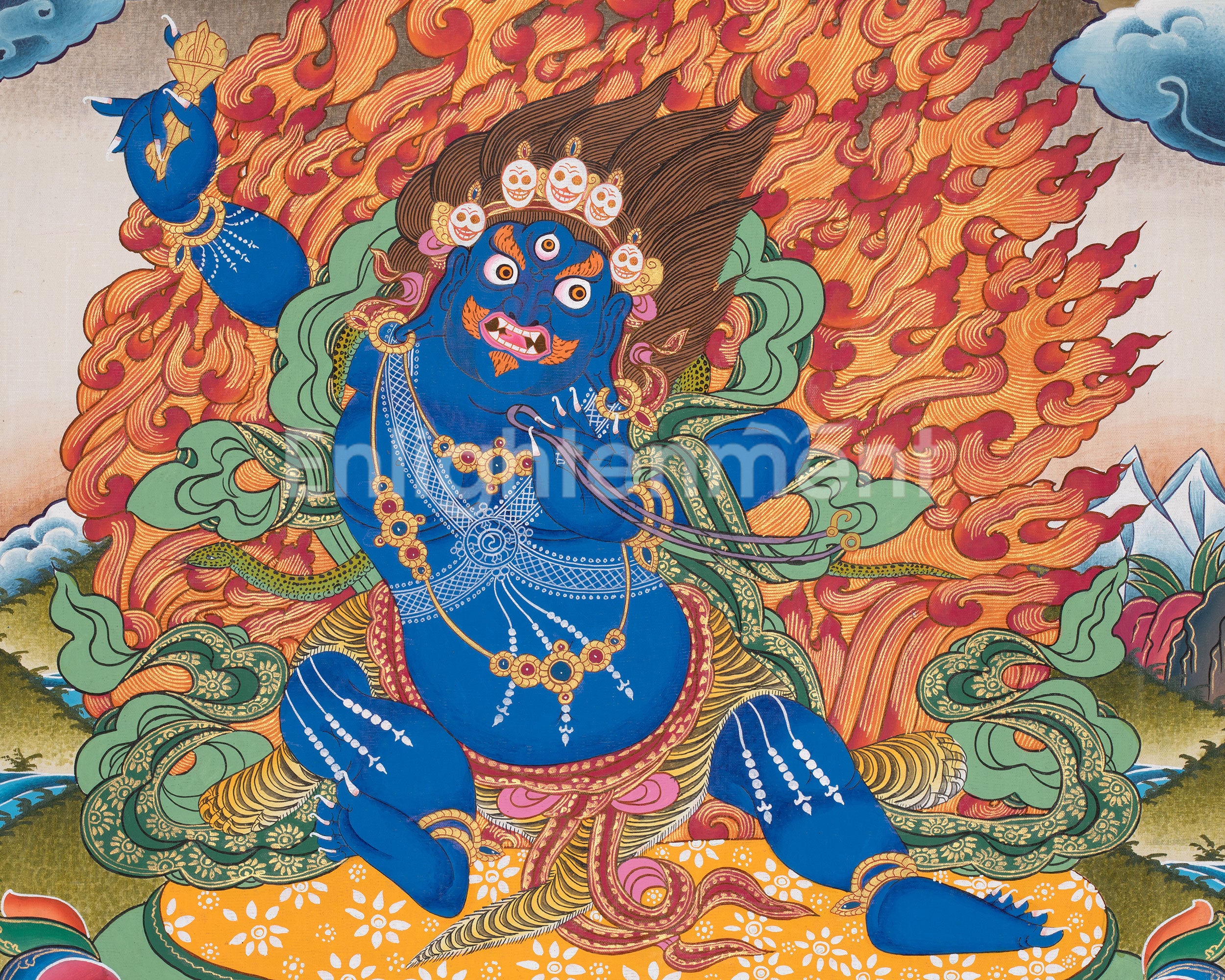Original Hand-Painted Vajrapani Thangka | Tibetan Wall Hanging
