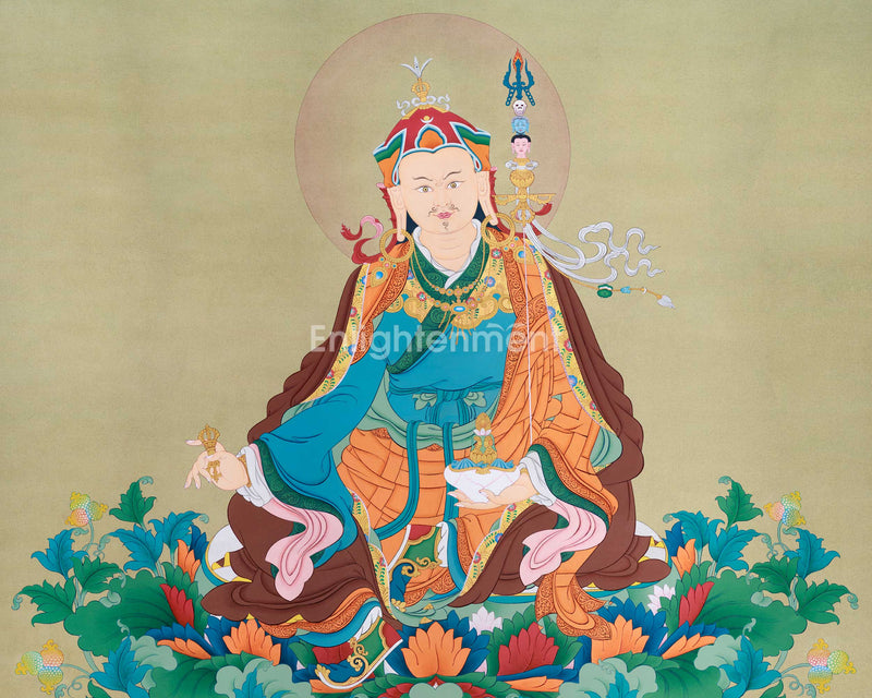 Lotus Master Guru Rinpoche, Large Canvas Thangka