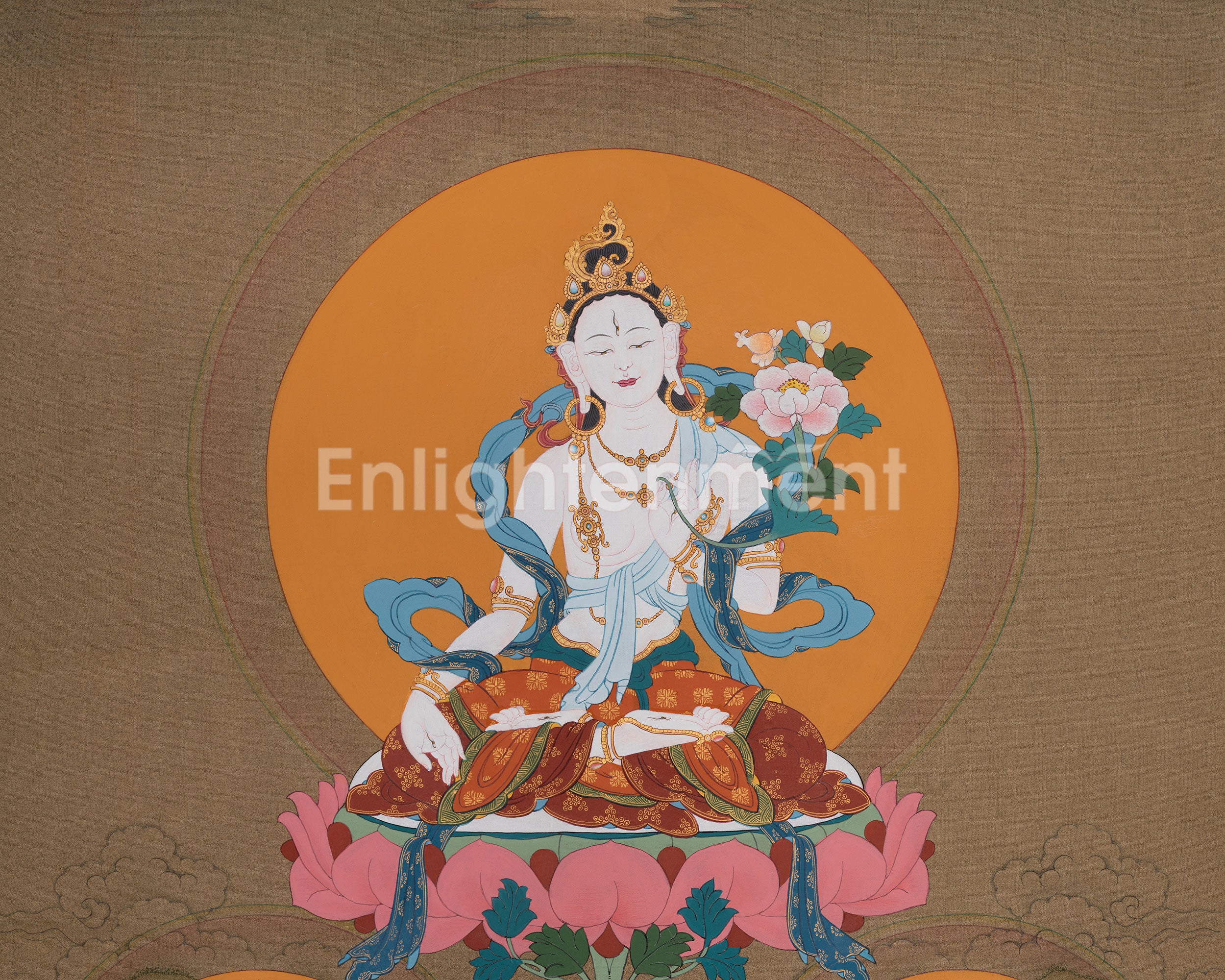 Sacred Three Long Life Deities Thangka | White Tara, Amitayus Buddha and Namgyalma
