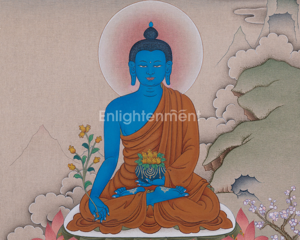 Medicine Buddha Healing Deity Thangka | Bhaishajyaguru Artwork
