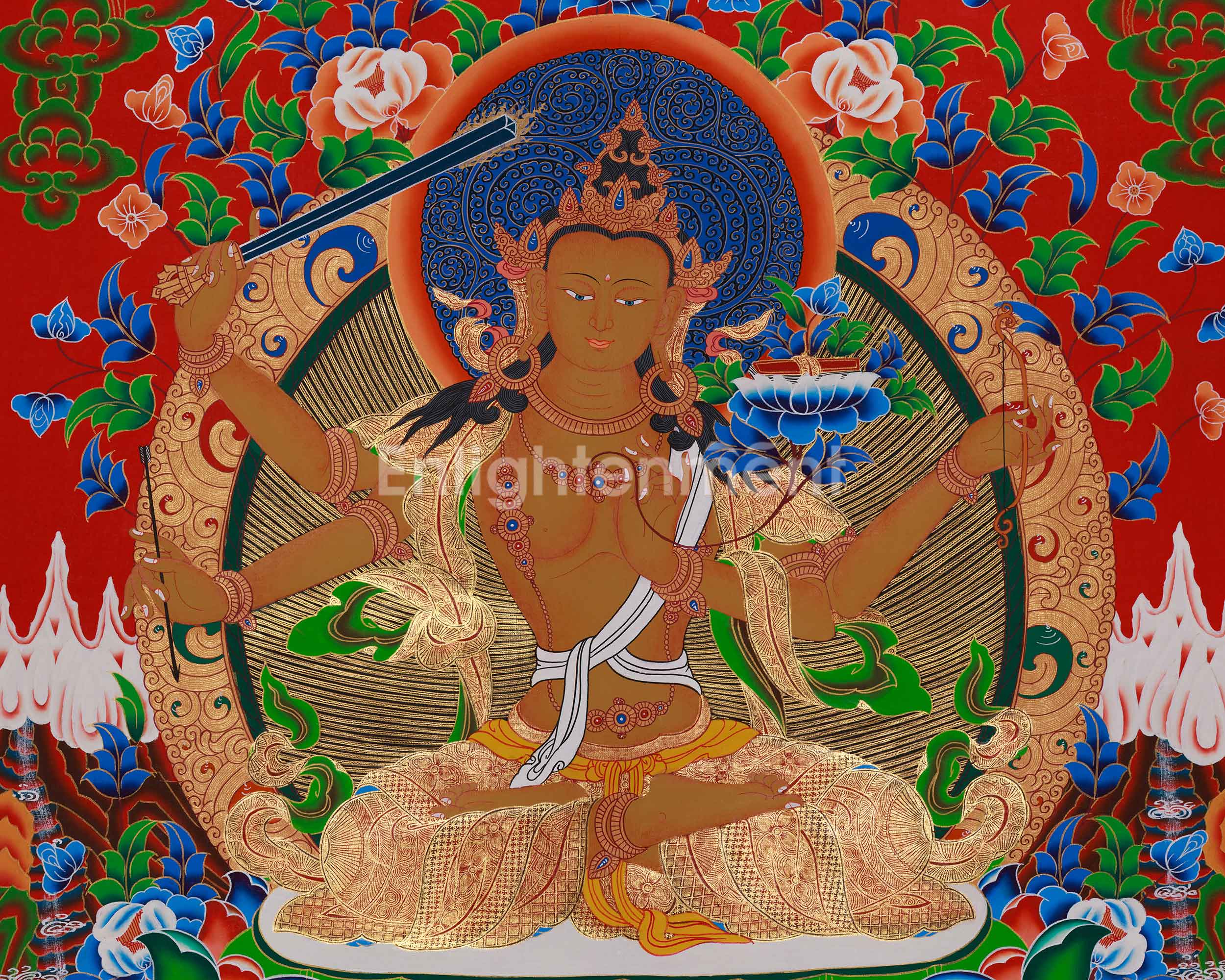 Maha Manjushri Thangka | The Supreme Bodhisattva of Wisdom and Enlightenment