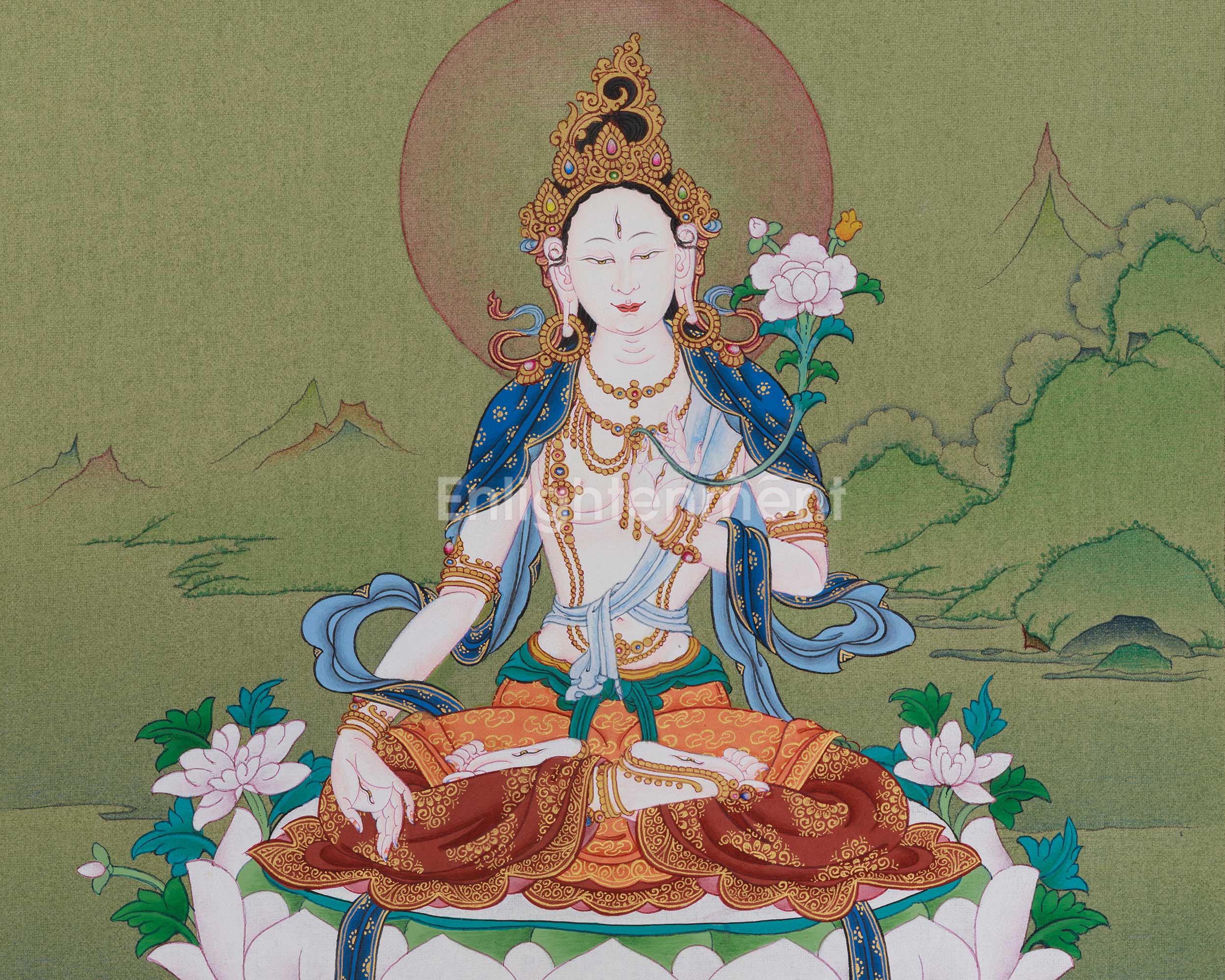 White Tara Bodhisattva of Longevity Thangka | Healing Deity