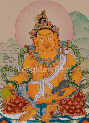 Powerful Wealth Deity, Jambhala | Thangka Painting for Prosperity