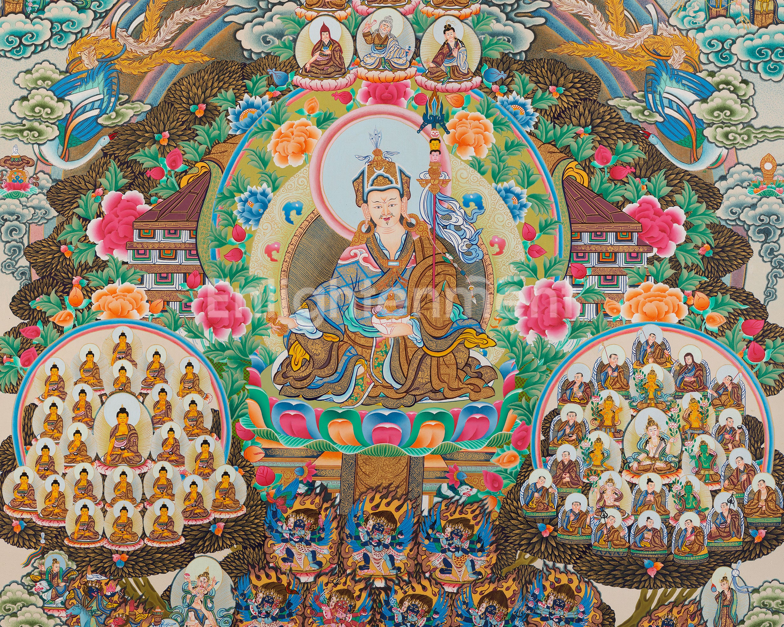 Guru Rinpoche Lineage Tree | Large Thangka Painting