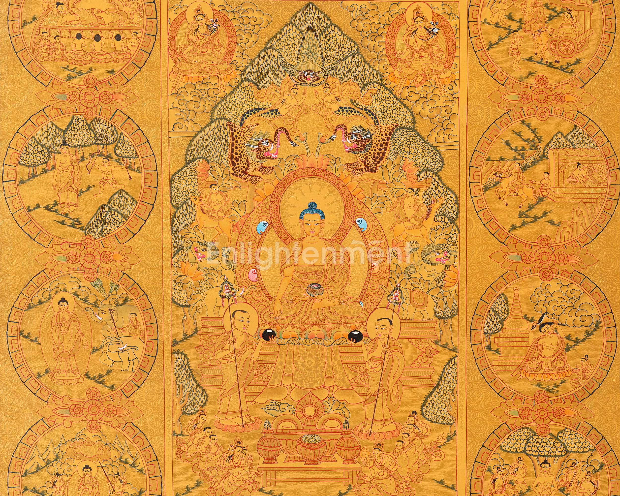Original Hand-Painted Buddha Life Story | Spiritual Journey Artwork