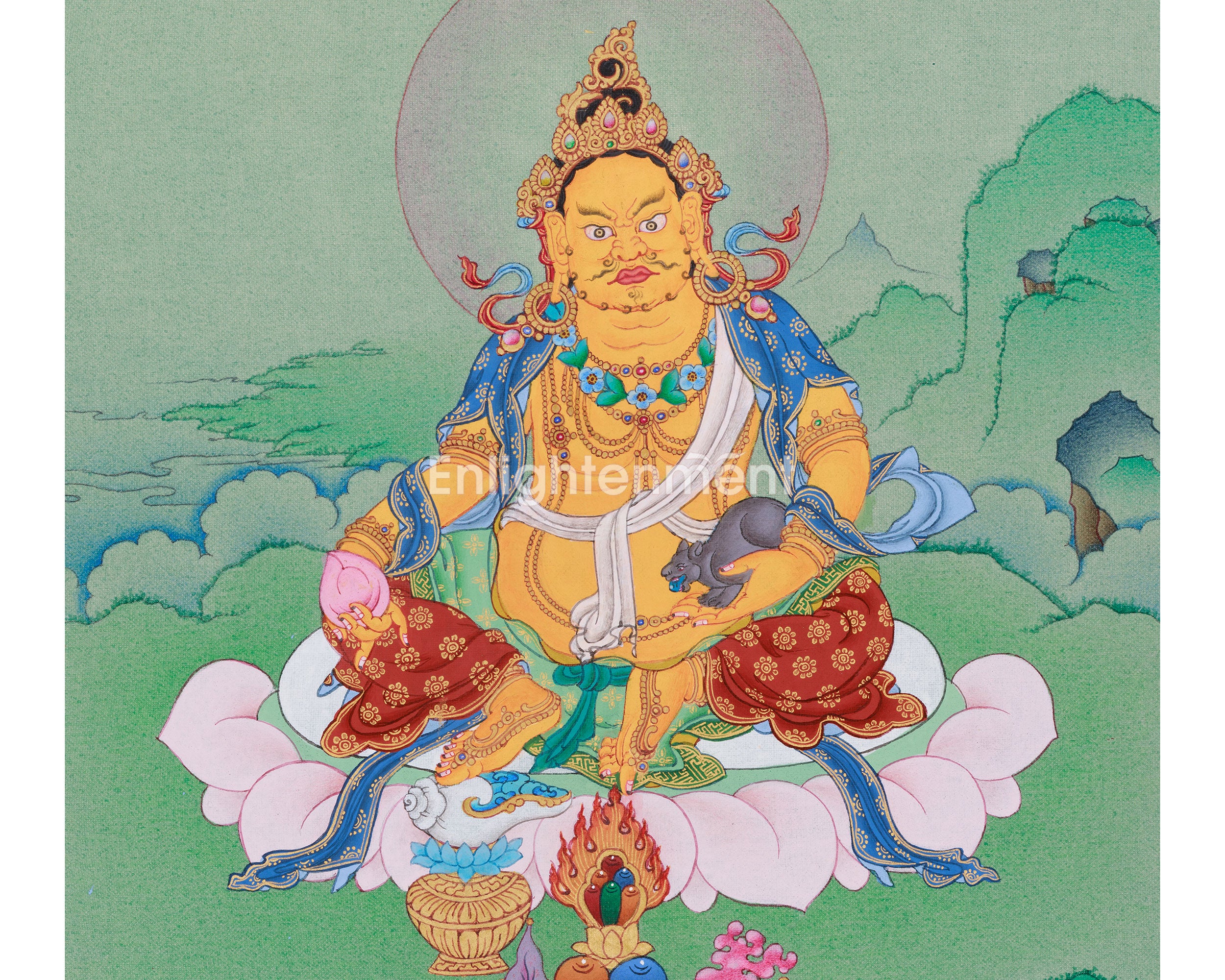 Dzambhala, Wealth Deity Thangka | Buddha of Prosperity and Abundance