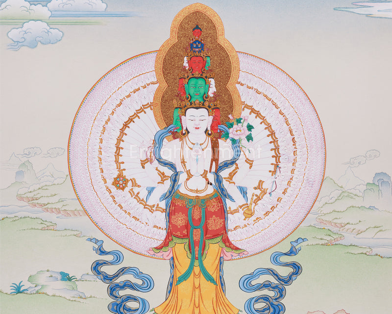 1000 Armed Chenrezig Bodhisattva Thangka | Divine Protection