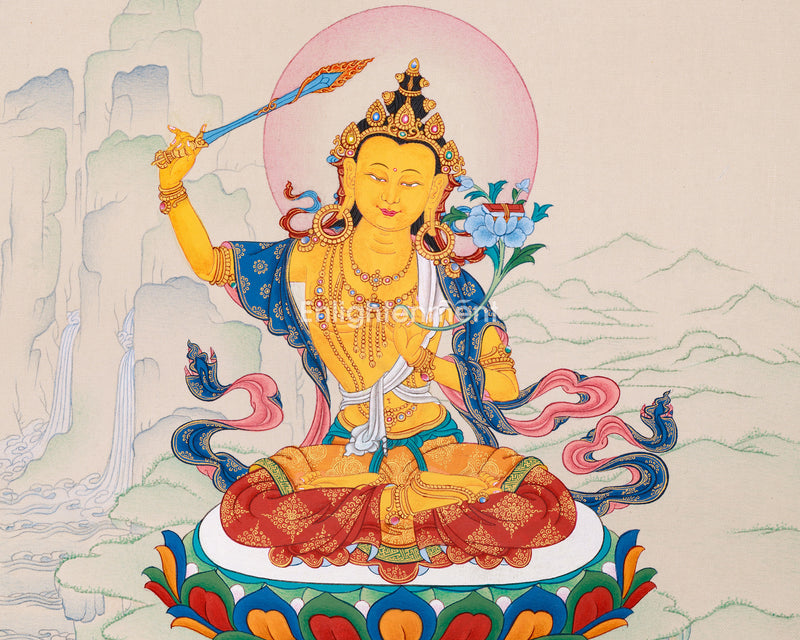 Wisdom Buddha: Manjushri Thangka