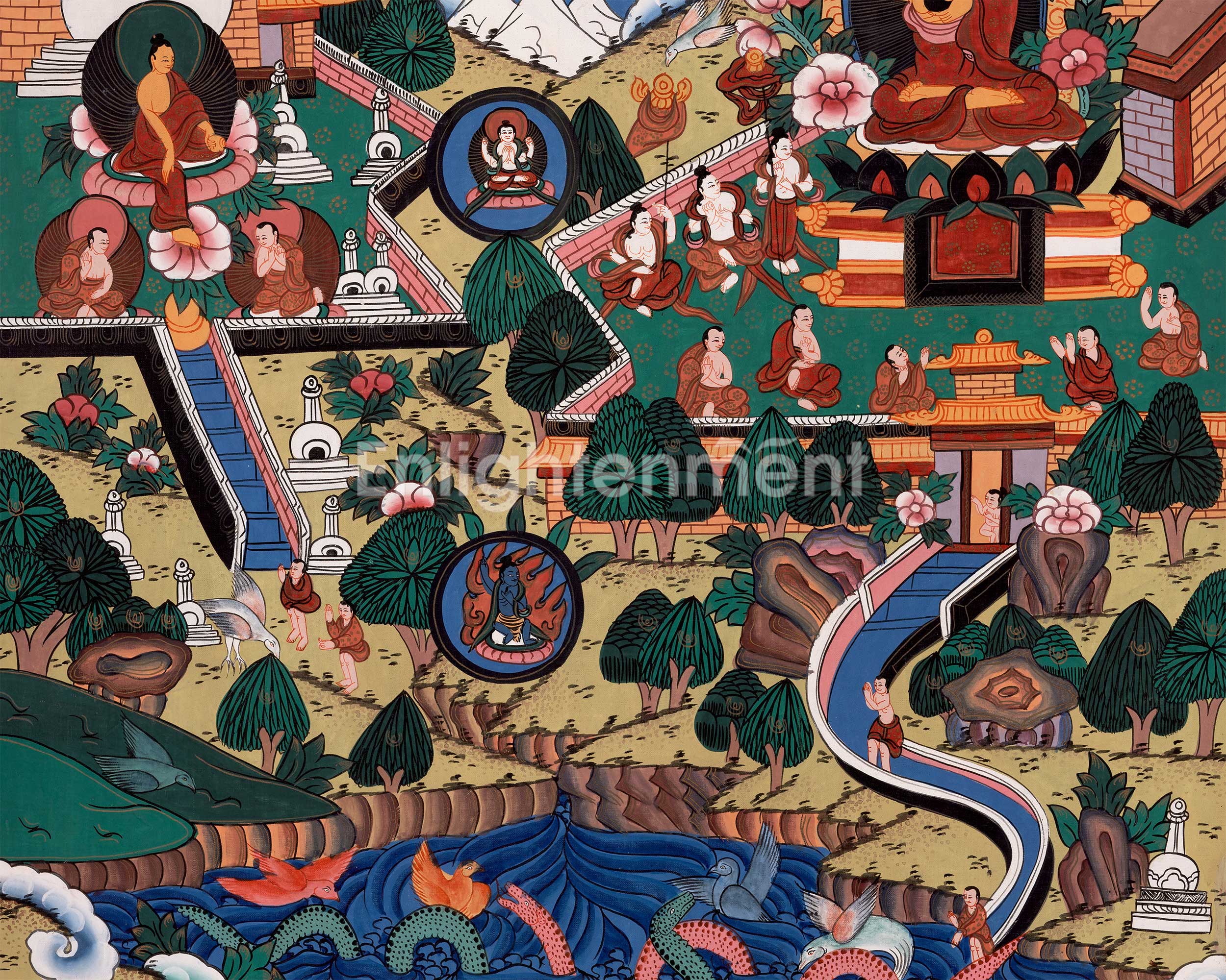 Maha Manjushri Thangka | History of Swayambhu & Kathmandu Valley | Meditation Art