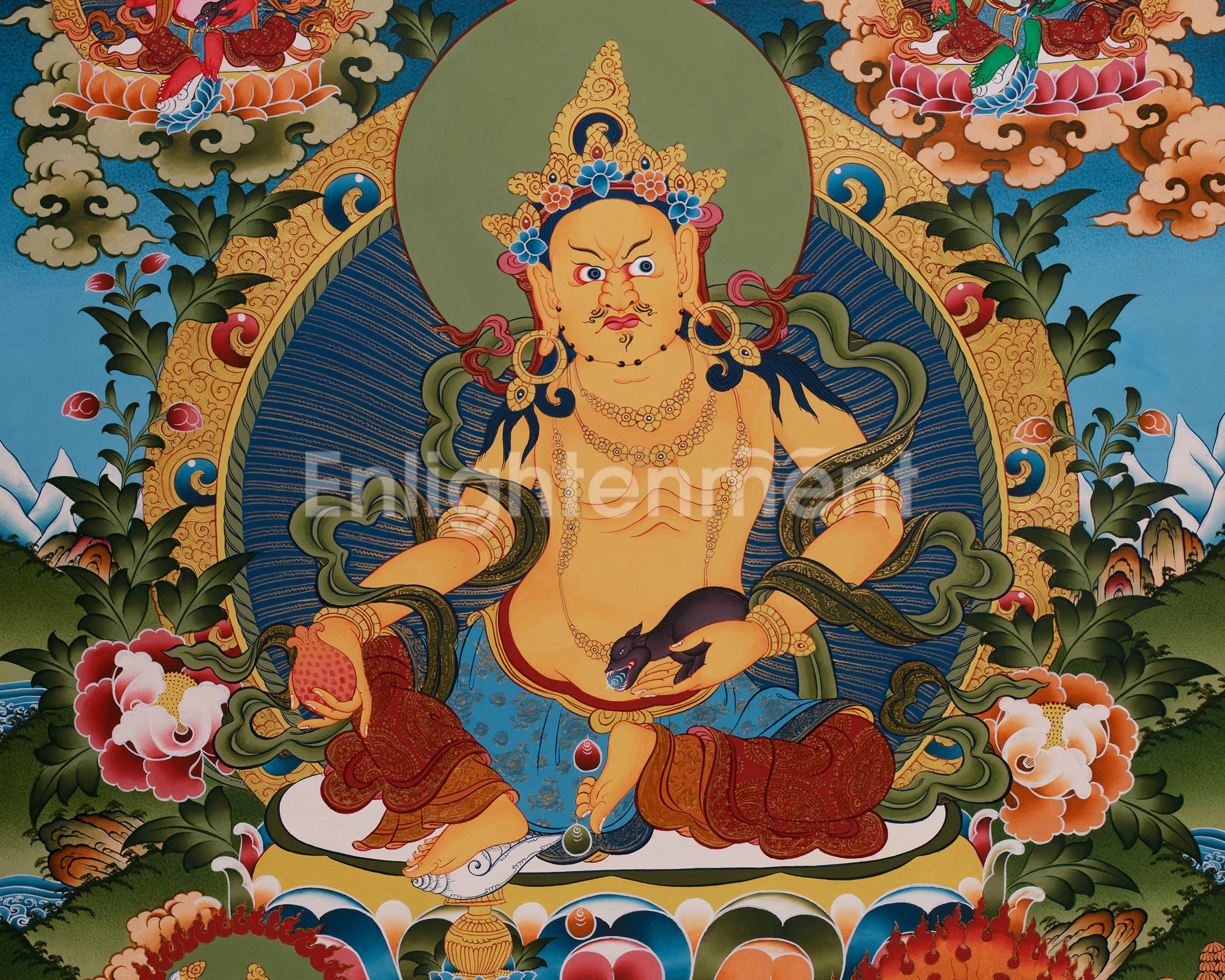 Pancha Dzambhala Thangka | Tibetan Deities of Wealth, Fortune, and Prosperity