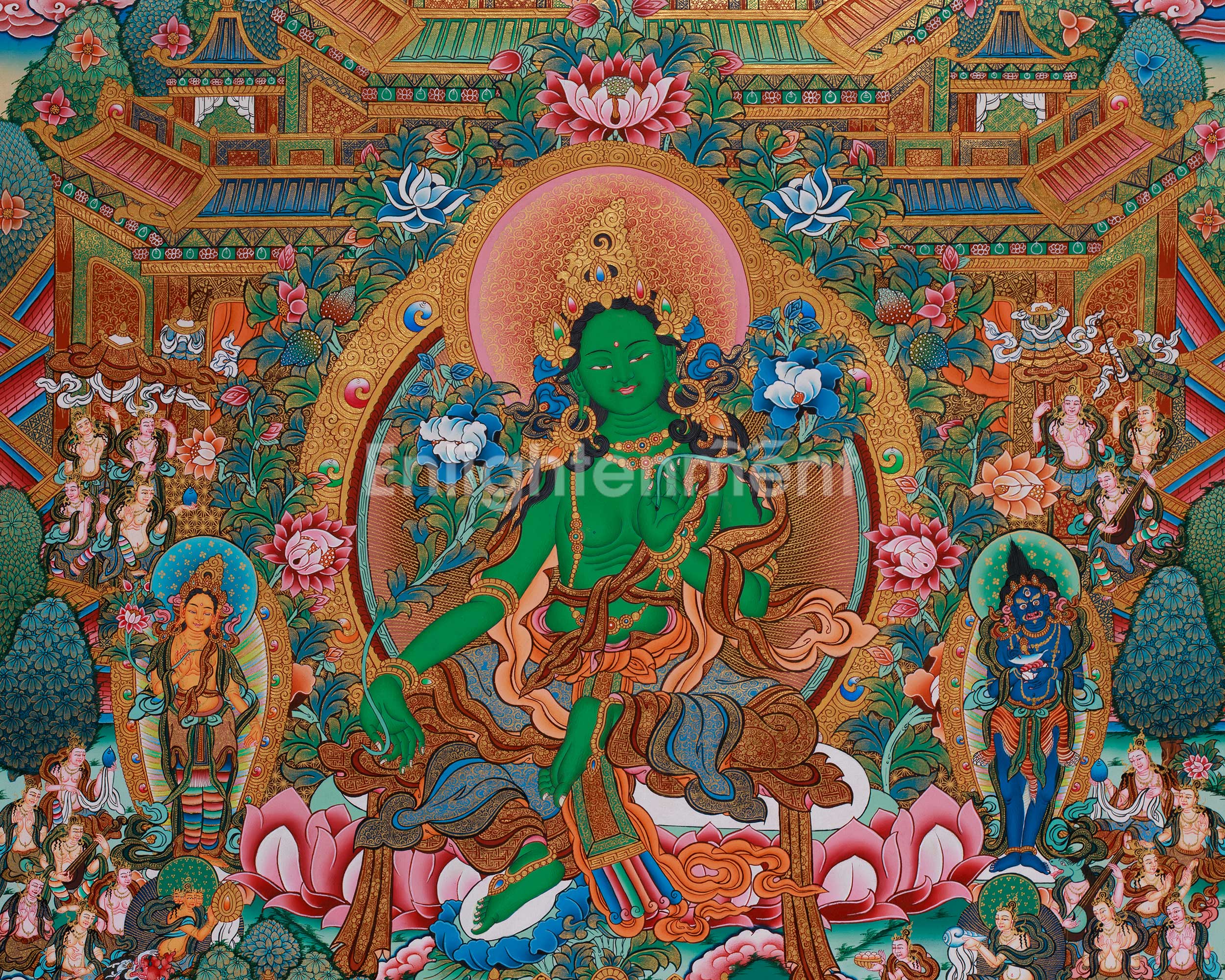 Turquoise Pure Land of Green Tara | Divine Realm of the Swift-Acting Bodhisattva of Compassion & Protection
