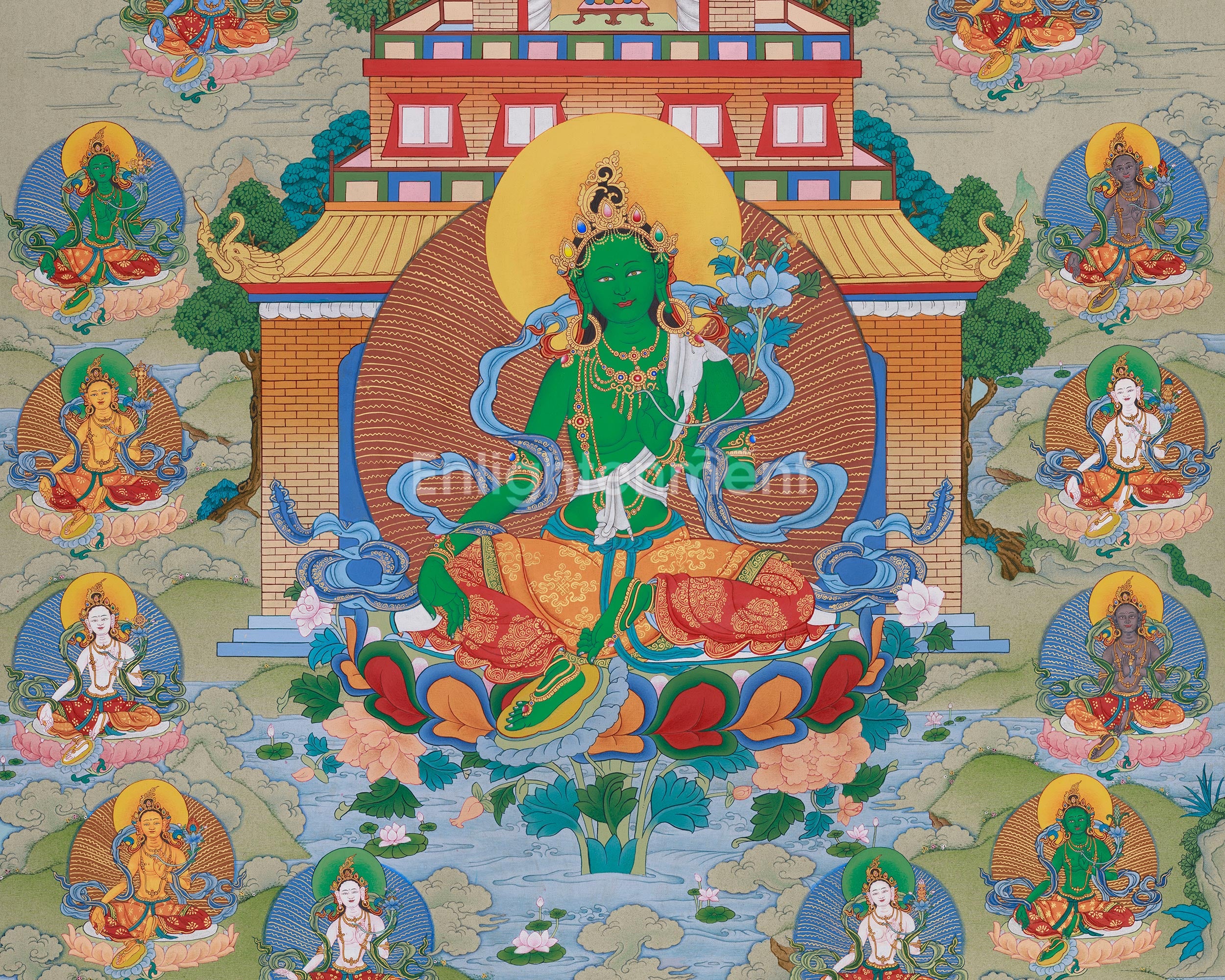 Sacred 21 Tara Bodhisattvas of Compassion | A Divine Thangka of Protection, Healing, and Wisdom