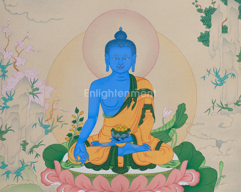 Healing Energy of Bhaisajyaguru | Luminous Blue Medicine Buddha on Lotus