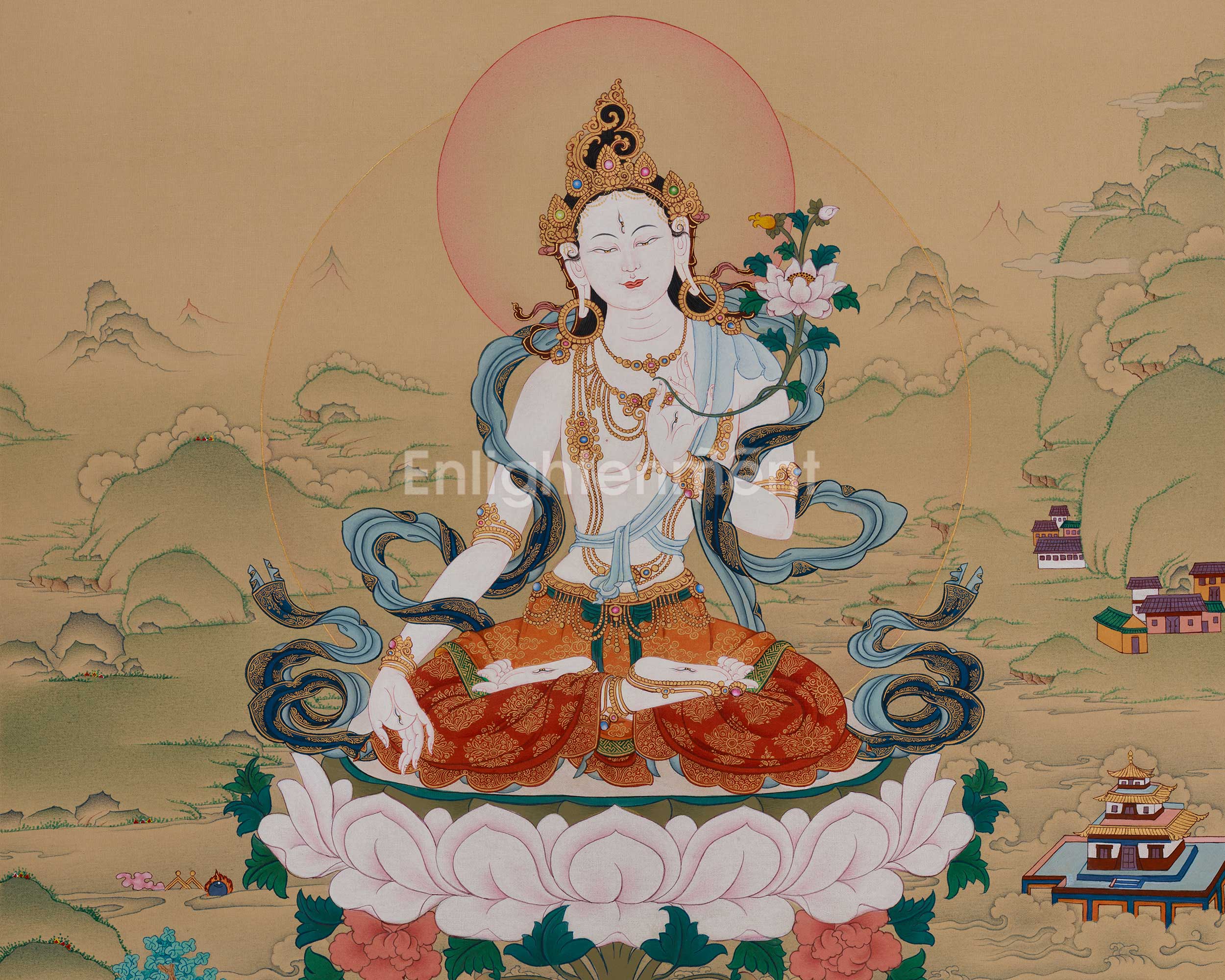 Vajrayana Deity White Tara Thangka | Sita Tara | Healing Deity