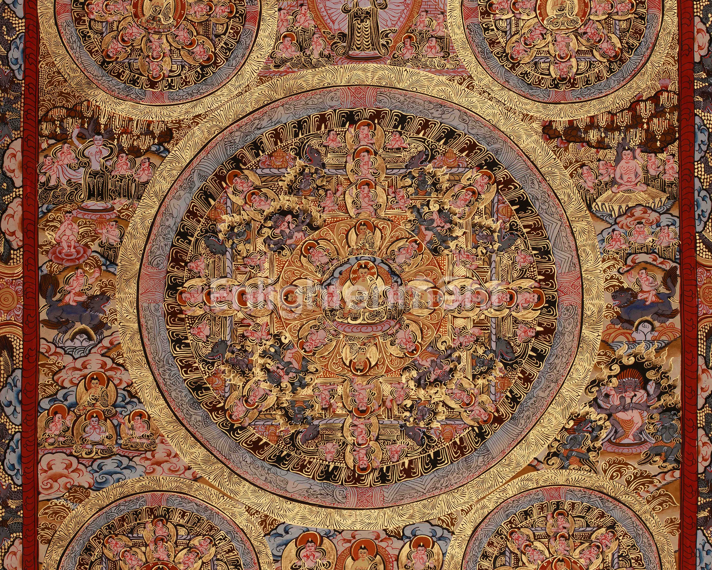 Buddha Mandala Sacred Artwork | Tibetan Mandala Of Wisdom & Compassion | Spiritual Altar