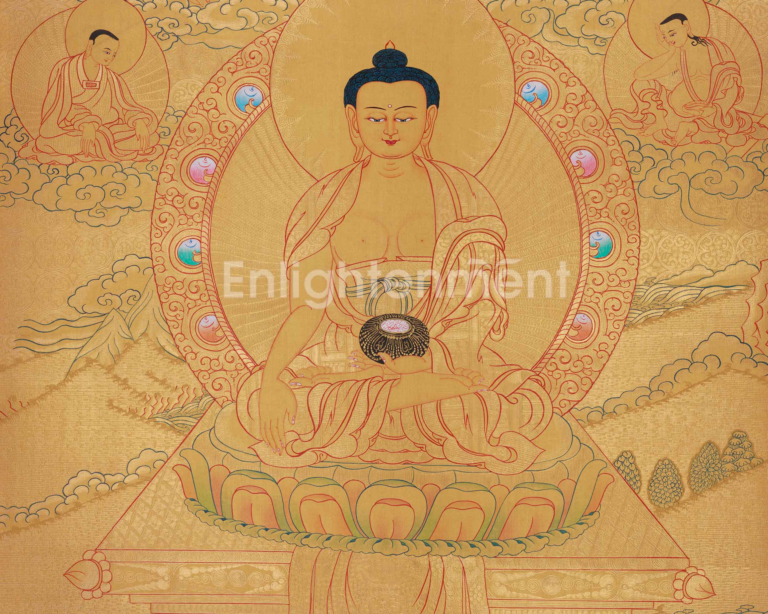 Meditating Buddha Shakyamuni Thangka | Spiritual Art of Wisdom and Serenity