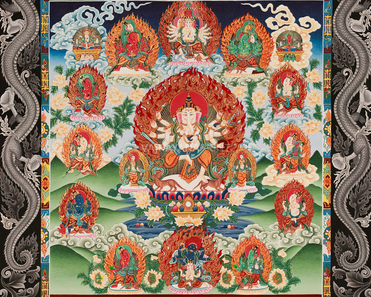 Traditional Newari Pauba Print For Ganesh Stotram Practice | Paubha Print For Ganesh Chaturthi Celebration