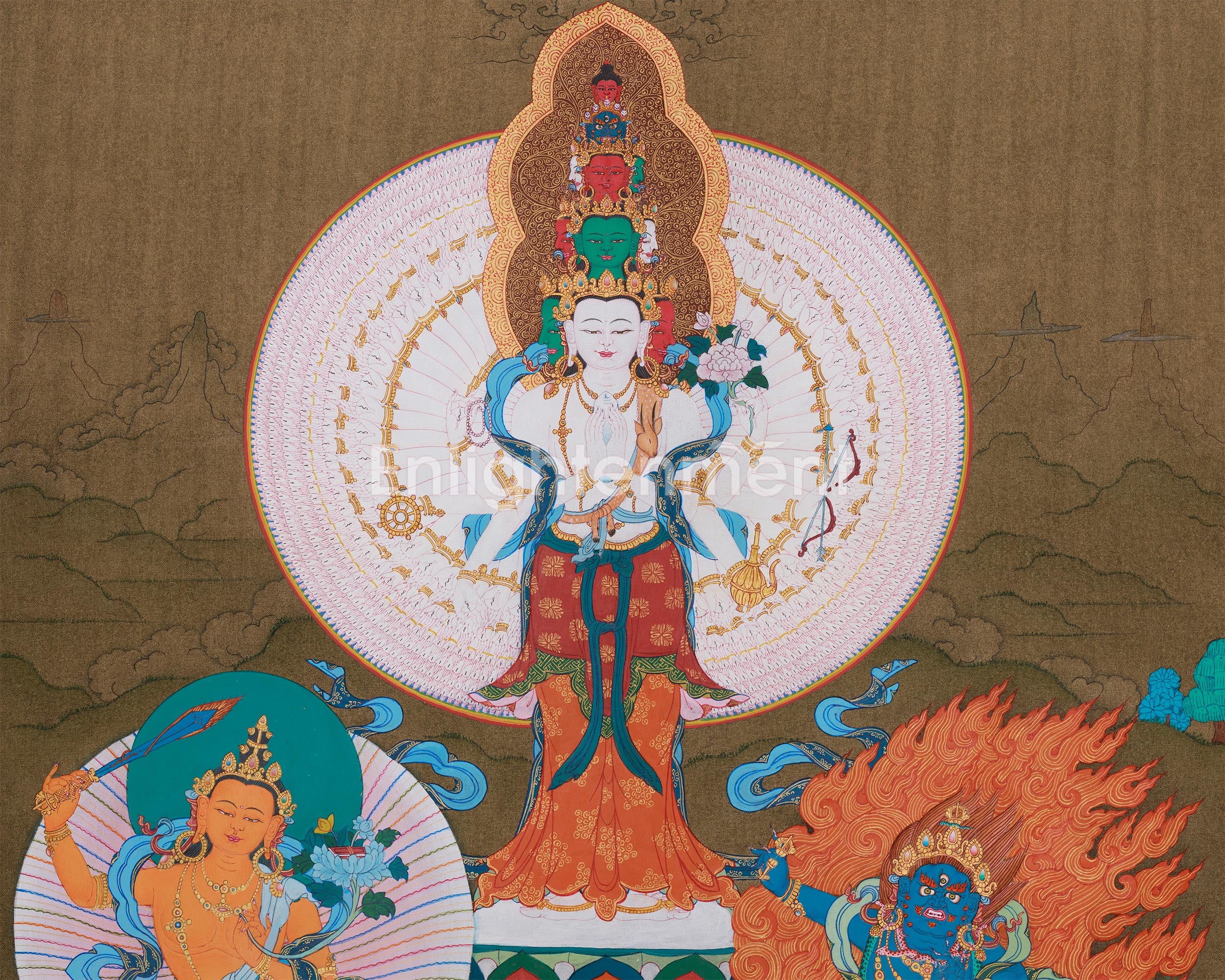Avalokiteshvara Compassion in Tibetan Buddhism | Thousand Armed Chenrezig Thangka
