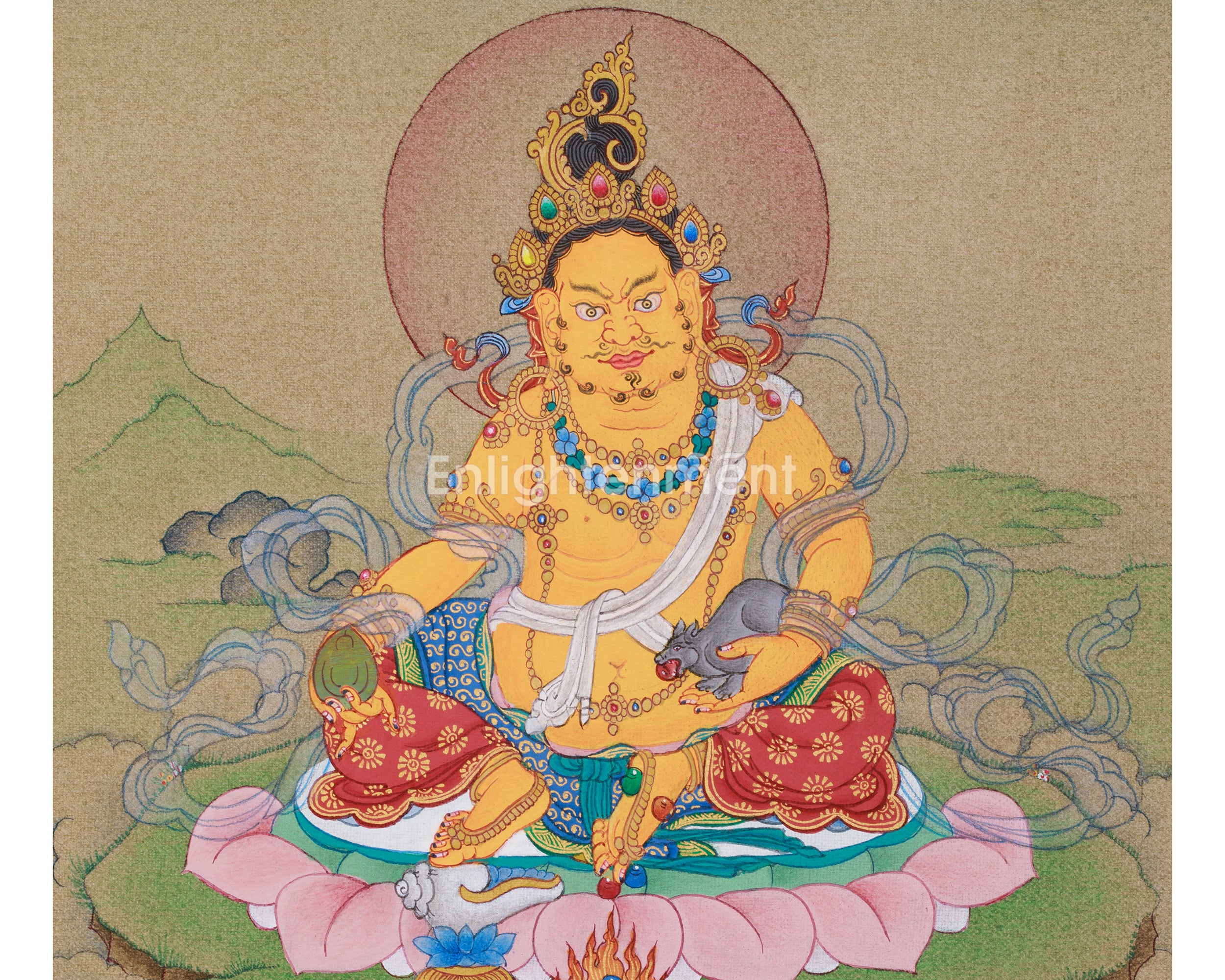 Traditional Dzambhala Thangka | Buddha of Wealth and Prosperity