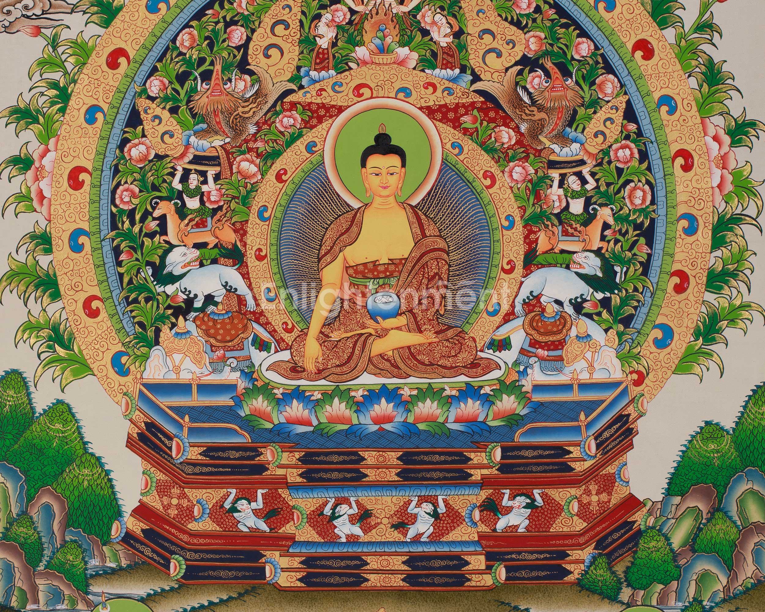 Seated Shakyamuni Buddha Thangka | Timeless Buddhist Art of Meditation and Awakening