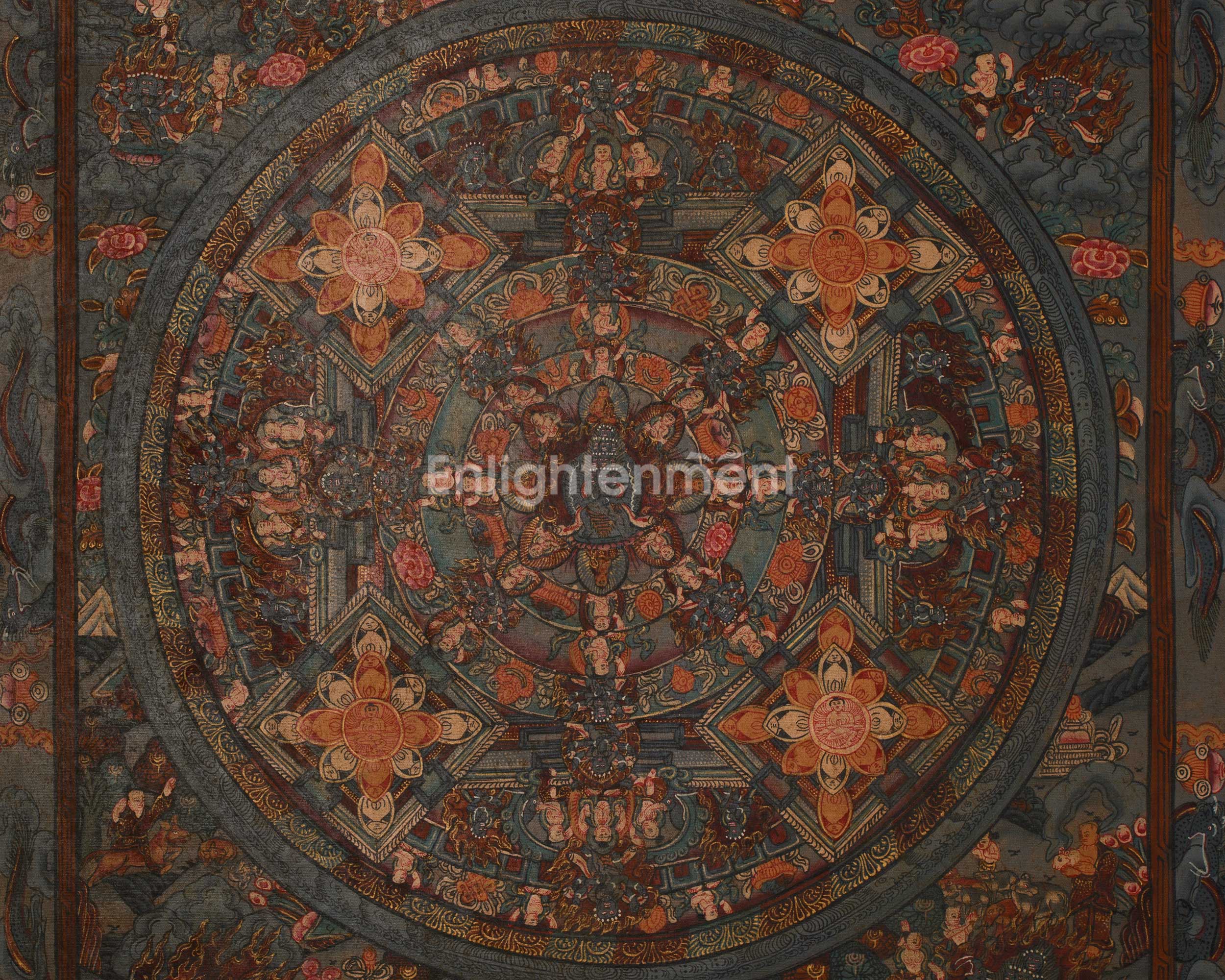 Yamantaka Mandala Thangka | Sacred Geometry of Wisdom and Protection